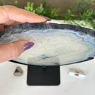 Brazilian Teal Agate Slice on Metal Base, 10.8" Tall #5065TL - 046 - Brazil GemsBrazil GemsBrazilian Teal Agate Slice on Metal Base, 10.8" Tall #5065TL - 046Slices on Fixed Bases5065TL - 046