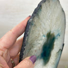 Brazilian Teal Agate Slice on Metal Base, 11.3" Tall #5065TL - 048 - Brazil GemsBrazil GemsBrazilian Teal Agate Slice on Metal Base, 11.3" Tall #5065TL - 048Slices on Fixed Bases5065TL - 048