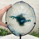 Brazilian Teal Agate Slice on Metal Base, 11.3" Tall #5065TL - 048 - Brazil GemsBrazil GemsBrazilian Teal Agate Slice on Metal Base, 11.3" Tall #5065TL - 048Slices on Fixed Bases5065TL - 048