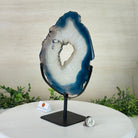 Brazilian Teal Agate Slice on Metal Base, 11.4" Tall #5065TL - 042 - Brazil GemsBrazil GemsBrazilian Teal Agate Slice on Metal Base, 11.4" Tall #5065TL - 042Slices on Fixed Bases5065TL - 042