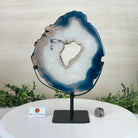 Brazilian Teal Agate Slice on Metal Base, 11.4" Tall #5065TL - 042 - Brazil GemsBrazil GemsBrazilian Teal Agate Slice on Metal Base, 11.4" Tall #5065TL - 042Slices on Fixed Bases5065TL - 042