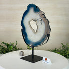 Brazilian Teal Agate Slice on Metal Base, 11.4" Tall #5065TL - 042 - Brazil GemsBrazil GemsBrazilian Teal Agate Slice on Metal Base, 11.4" Tall #5065TL - 042Slices on Fixed Bases5065TL - 042