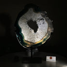 Brazilian Teal Agate Slice on Metal Base, 11.4" Tall #5065TL - 042 - Brazil GemsBrazil GemsBrazilian Teal Agate Slice on Metal Base, 11.4" Tall #5065TL - 042Slices on Fixed Bases5065TL - 042