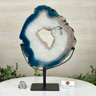 Brazilian Teal Agate Slice on Metal Base, 11.4" Tall #5065TL - 042 - Brazil GemsBrazil GemsBrazilian Teal Agate Slice on Metal Base, 11.4" Tall #5065TL - 042Slices on Fixed Bases5065TL - 042