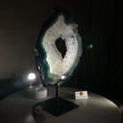 Brazilian Teal Agate Slice on Metal Base, 11.4" Tall #5065TL - 042 - Brazil GemsBrazil GemsBrazilian Teal Agate Slice on Metal Base, 11.4" Tall #5065TL - 042Slices on Fixed Bases5065TL - 042