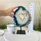 Brazilian Teal Agate Slice on Metal Base, 11.4" Tall #5065TL - 042 - Brazil GemsBrazil GemsBrazilian Teal Agate Slice on Metal Base, 11.4" Tall #5065TL - 042Slices on Fixed Bases5065TL - 042