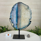 Brazilian Teal Agate Slice on Metal Base, 11.5" Tall #5065TL - 050 - Brazil GemsBrazil GemsBrazilian Teal Agate Slice on Metal Base, 11.5" Tall #5065TL - 050Slices on Fixed Bases5065TL - 050