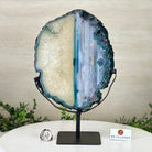 Brazilian Teal Agate Slice on Metal Base, 11.5" Tall #5065TL - 050 - Brazil GemsBrazil GemsBrazilian Teal Agate Slice on Metal Base, 11.5" Tall #5065TL - 050Slices on Fixed Bases5065TL - 050