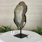 Brazilian Teal Agate Slice on Metal Base, 11.7" Tall #5065TL - 040 - Brazil GemsBrazil GemsBrazilian Teal Agate Slice on Metal Base, 11.7" Tall #5065TL - 040Slices on Fixed Bases5065TL - 040