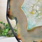 Brazilian Teal Agate Slice on Metal Base, 11.7" Tall #5065TL - 040 - Brazil GemsBrazil GemsBrazilian Teal Agate Slice on Metal Base, 11.7" Tall #5065TL - 040Slices on Fixed Bases5065TL - 040