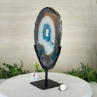 Brazilian Teal Agate Slice on Metal Base, 12.4" Tall #5065TL - 044 - Brazil GemsBrazil GemsBrazilian Teal Agate Slice on Metal Base, 12.4" Tall #5065TL - 044Slices on Fixed Bases5065TL - 044