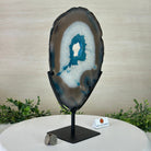 Brazilian Teal Agate Slice on Metal Base, 12.4" Tall #5065TL - 044 - Brazil GemsBrazil GemsBrazilian Teal Agate Slice on Metal Base, 12.4" Tall #5065TL - 044Slices on Fixed Bases5065TL - 044