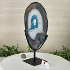 Brazilian Teal Agate Slice on Metal Base, 12.4" Tall #5065TL - 044 - Brazil GemsBrazil GemsBrazilian Teal Agate Slice on Metal Base, 12.4" Tall #5065TL - 044Slices on Fixed Bases5065TL - 044