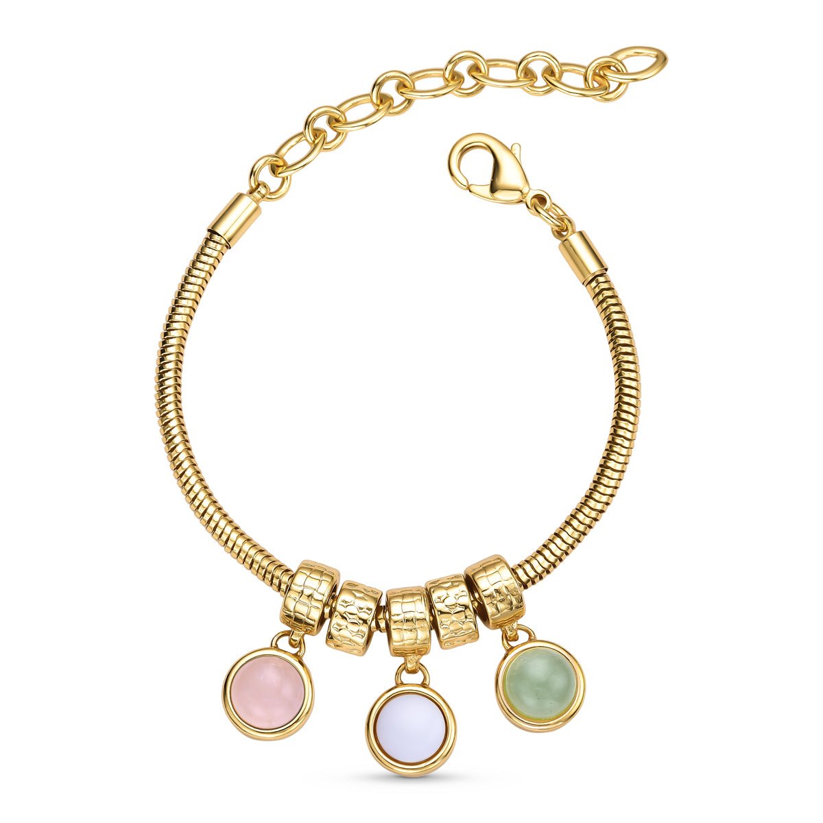 Charm Style Gold Plated Bracelet w/ 3 Natural Gemstones - Brazil GemsBrazil GemsCharm Style Gold Plated Bracelet w/ 3 Natural GemstonesBracelet10GP0361 - 312