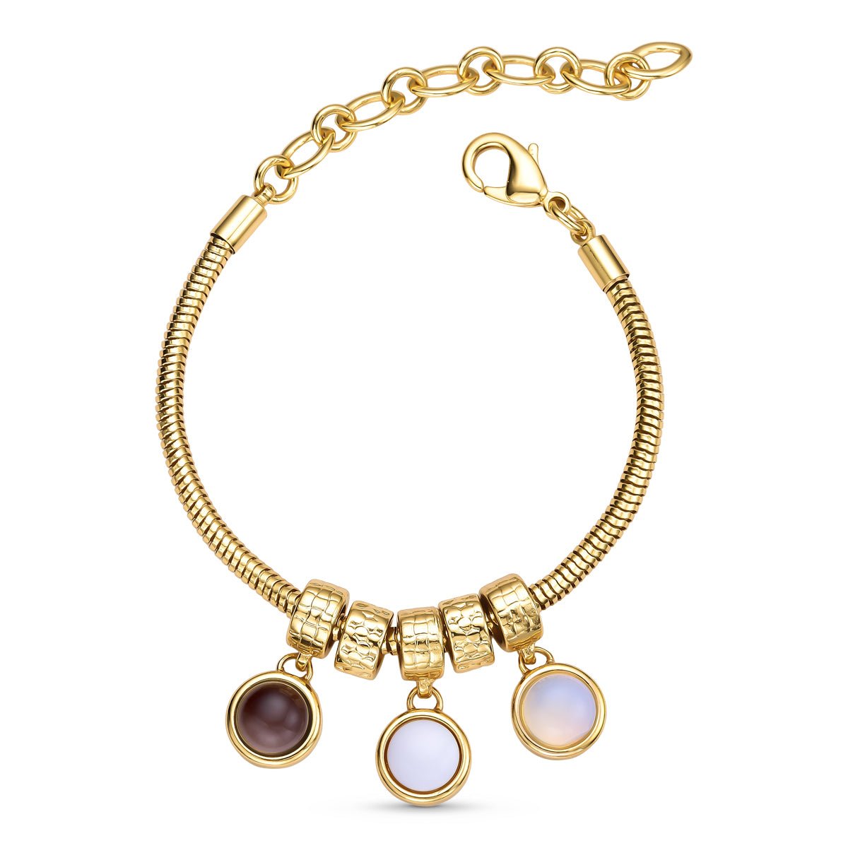 Charm Style Gold Plated Bracelet w/ 3 Natural Gemstones - Brazil GemsBrazil GemsCharm Style Gold Plated Bracelet w/ 3 Natural GemstonesBracelet10GP0361 - 316