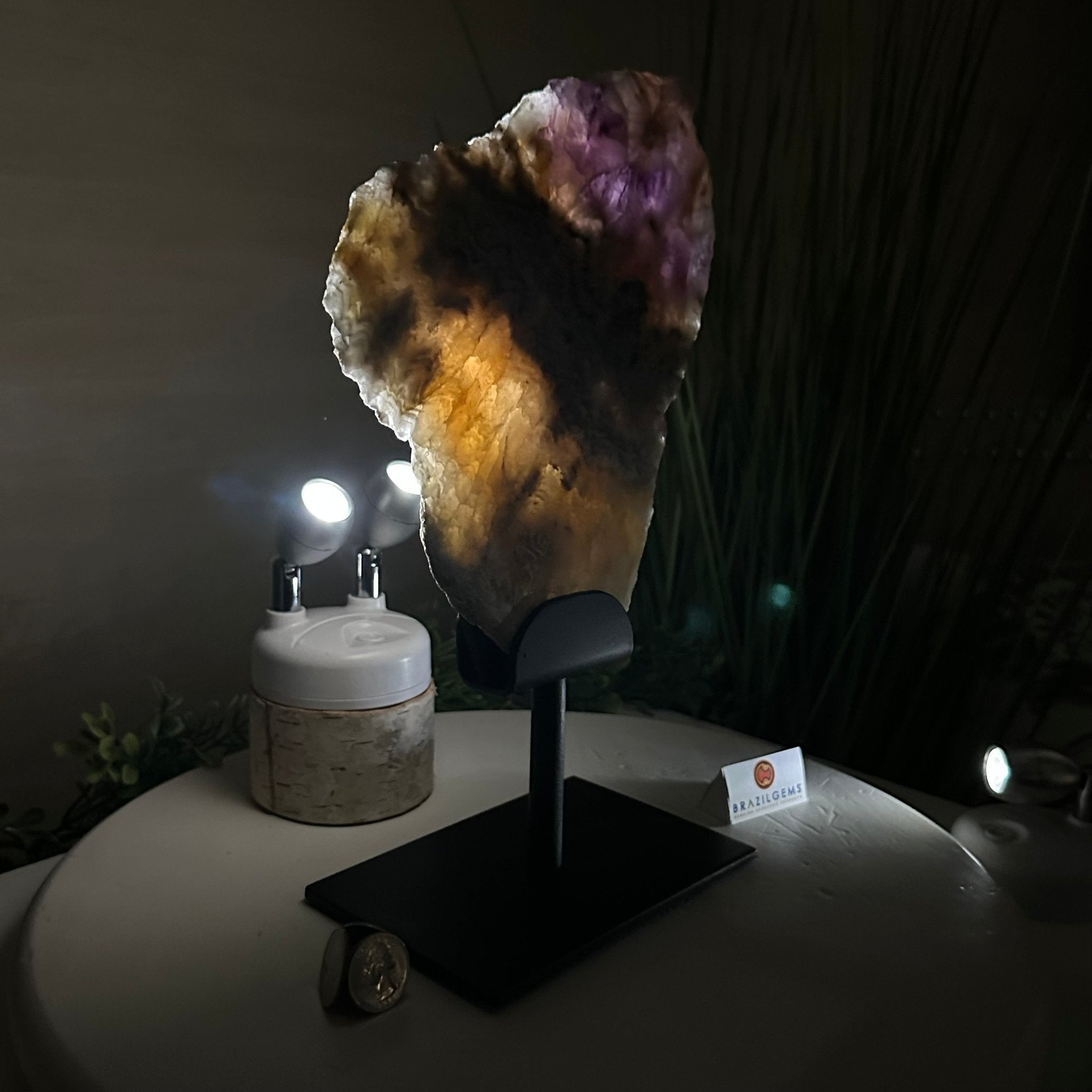 Chevron Amethyst Crystal Slice on a Stand, 4.1 lbs & 11.9" Tall #5621AC - 001 - Brazil GemsBrazil GemsChevron Amethyst Crystal Slice on a Stand, 4.1 lbs & 11.9" Tall #5621AC - 001Slices on Fixed Bases5621AC - 001