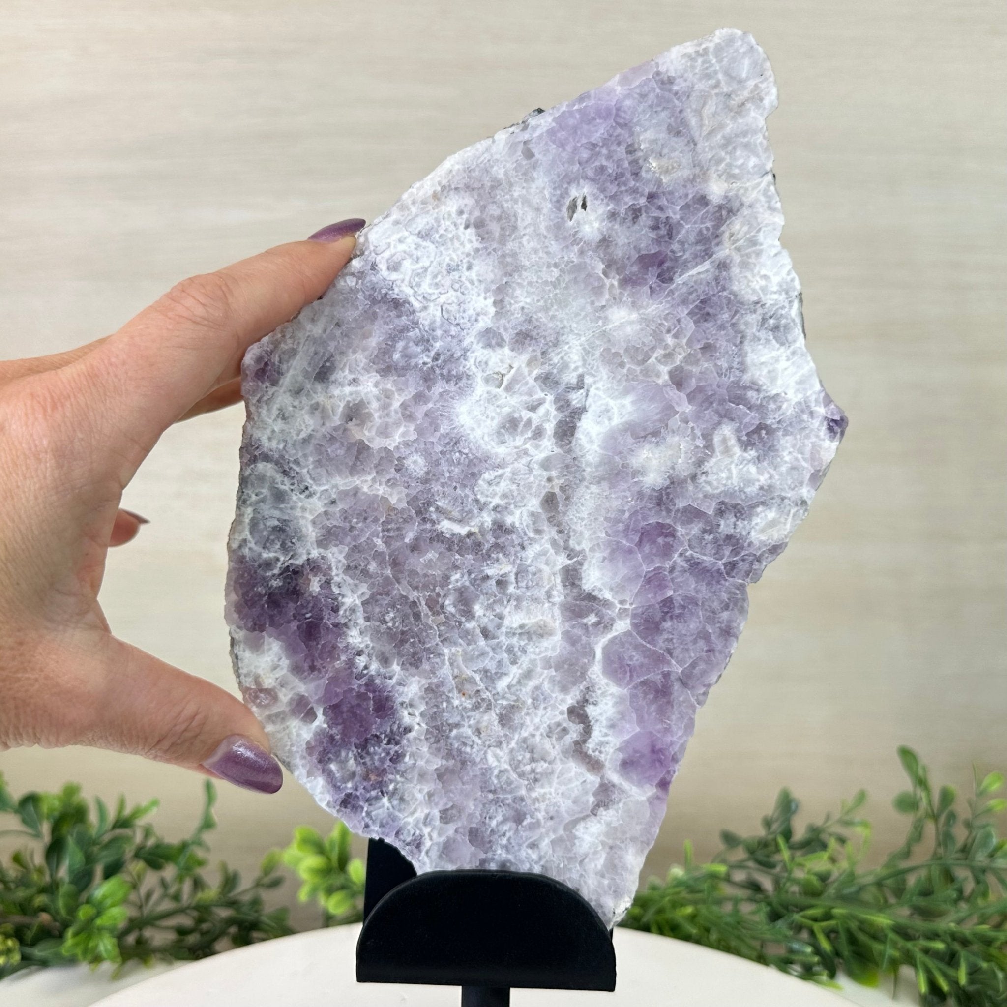 Chevron Amethyst Crystal Slice on a Stand, 4.1 lbs & 12.7" Tall #5621AC - 003 - Brazil GemsBrazil GemsChevron Amethyst Crystal Slice on a Stand, 4.1 lbs & 12.7" Tall #5621AC - 003Slices on Fixed Bases5621AC - 003