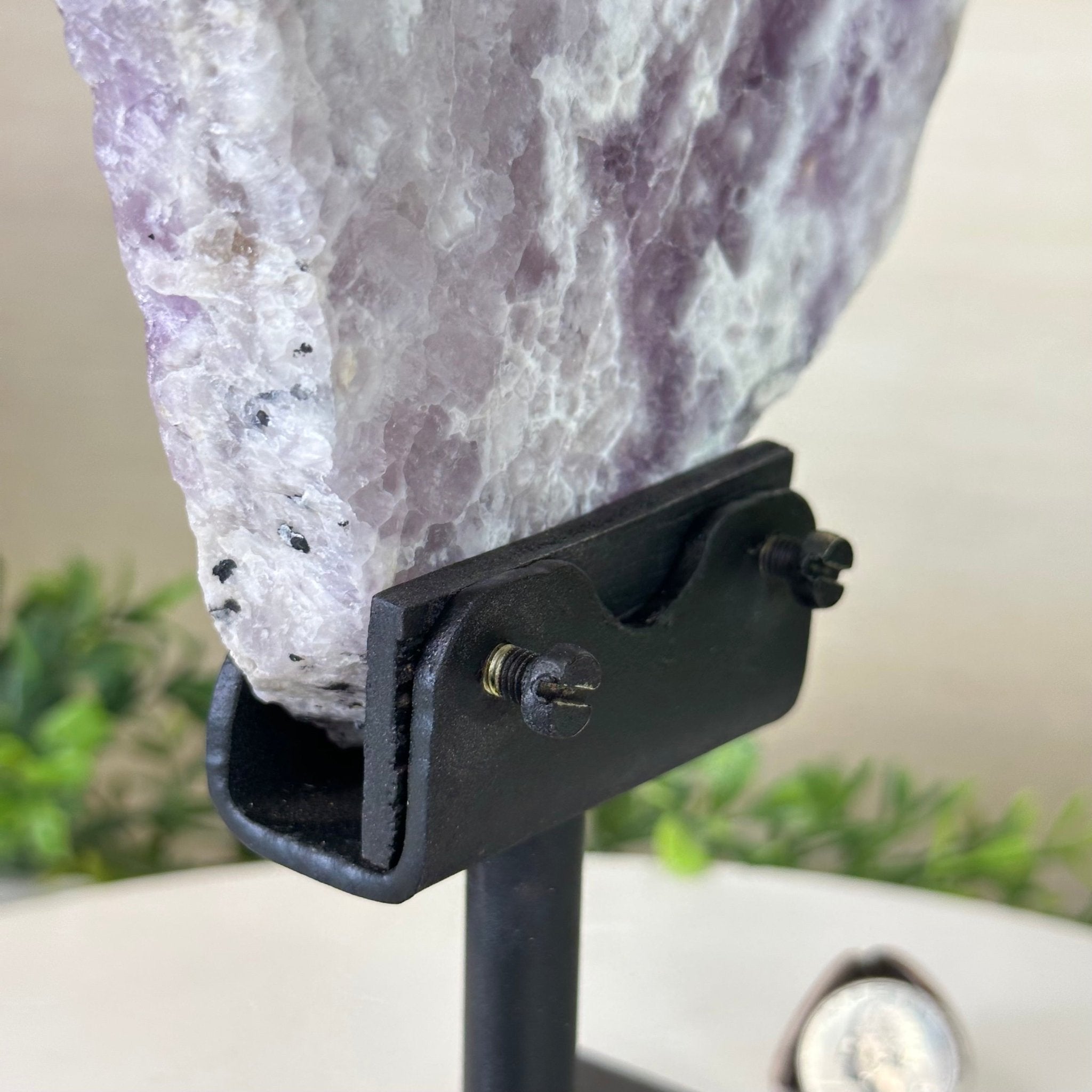 Chevron Amethyst Crystal Slice on a Stand, 4.1 lbs & 12.7" Tall #5621AC - 003 - Brazil GemsBrazil GemsChevron Amethyst Crystal Slice on a Stand, 4.1 lbs & 12.7" Tall #5621AC - 003Slices on Fixed Bases5621AC - 003