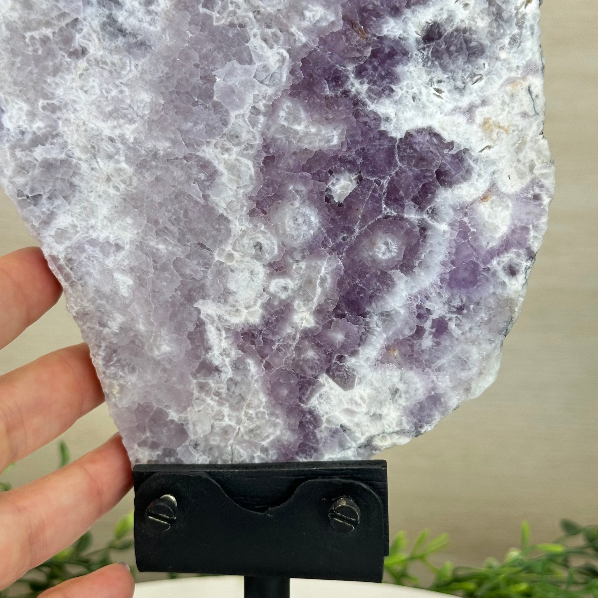 Chevron Amethyst Crystal Slice on a Stand, 4.1 lbs & 12.7" Tall #5621AC - 003 - Brazil GemsBrazil GemsChevron Amethyst Crystal Slice on a Stand, 4.1 lbs & 12.7" Tall #5621AC - 003Slices on Fixed Bases5621AC - 003