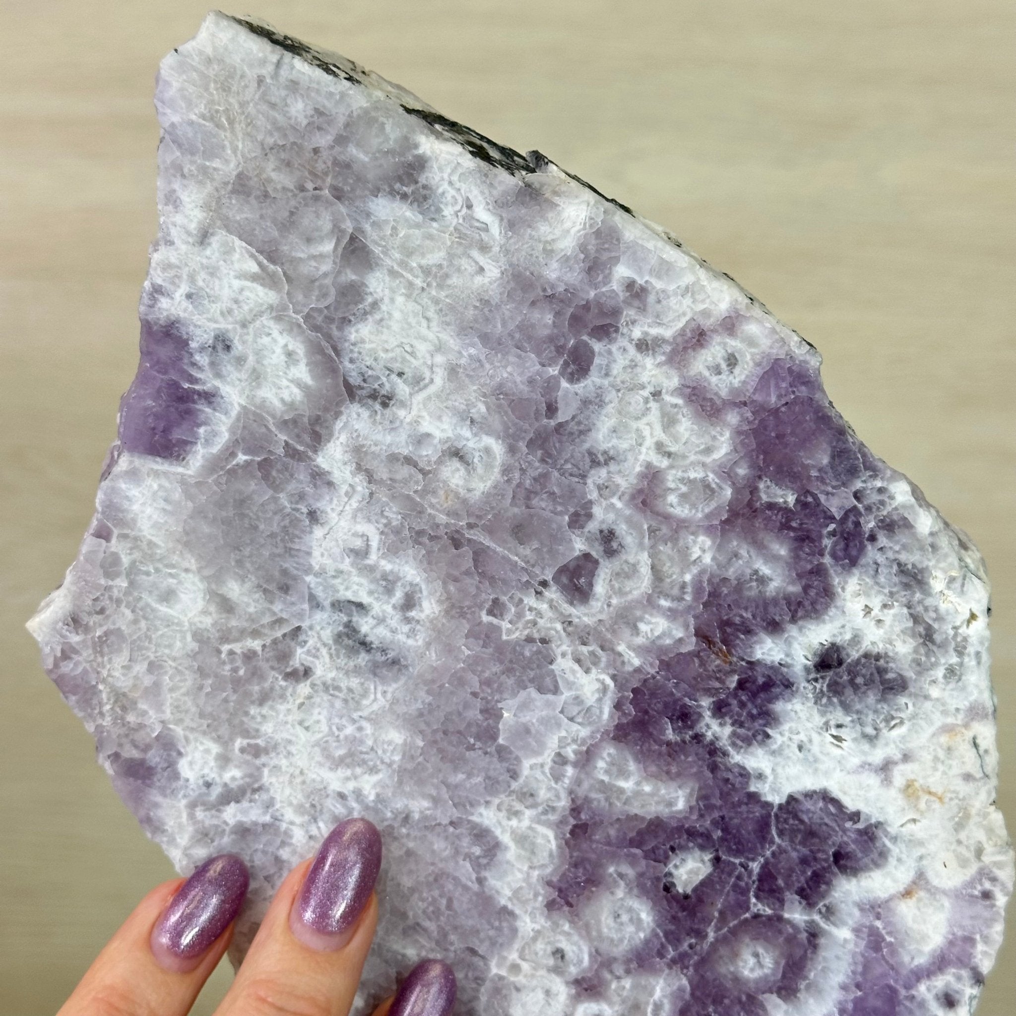 Chevron Amethyst Crystal Slice on a Stand, 4.1 lbs & 12.7" Tall #5621AC - 003 - Brazil GemsBrazil GemsChevron Amethyst Crystal Slice on a Stand, 4.1 lbs & 12.7" Tall #5621AC - 003Slices on Fixed Bases5621AC - 003