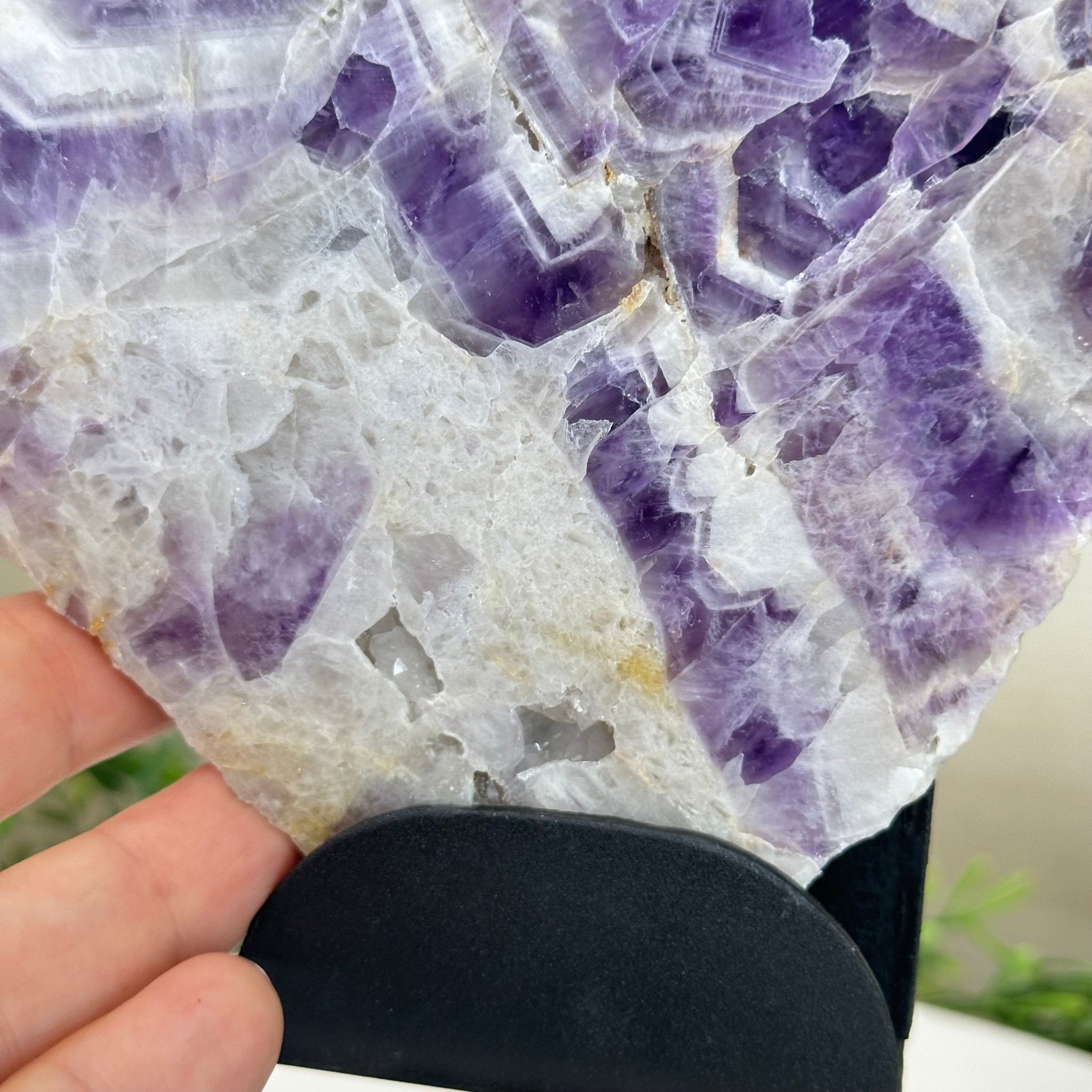 Chevron Amethyst Crystal Slice on a Stand, 4.2 lbs & 12.7" Tall #5621AC - 005 - Brazil GemsBrazil GemsChevron Amethyst Crystal Slice on a Stand, 4.2 lbs & 12.7" Tall #5621AC - 005Slices on Fixed Bases5621AC - 005