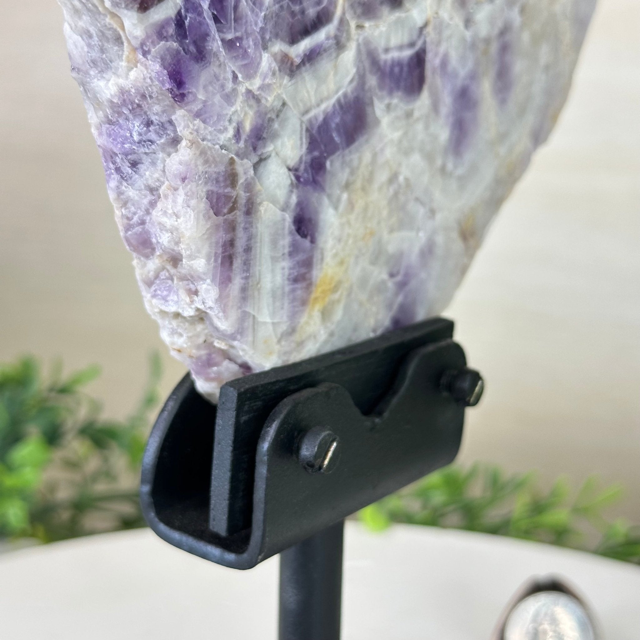 Chevron Amethyst Crystal Slice on a Stand, 4.2 lbs & 12.7" Tall #5621AC - 005 - Brazil GemsBrazil GemsChevron Amethyst Crystal Slice on a Stand, 4.2 lbs & 12.7" Tall #5621AC - 005Slices on Fixed Bases5621AC - 005