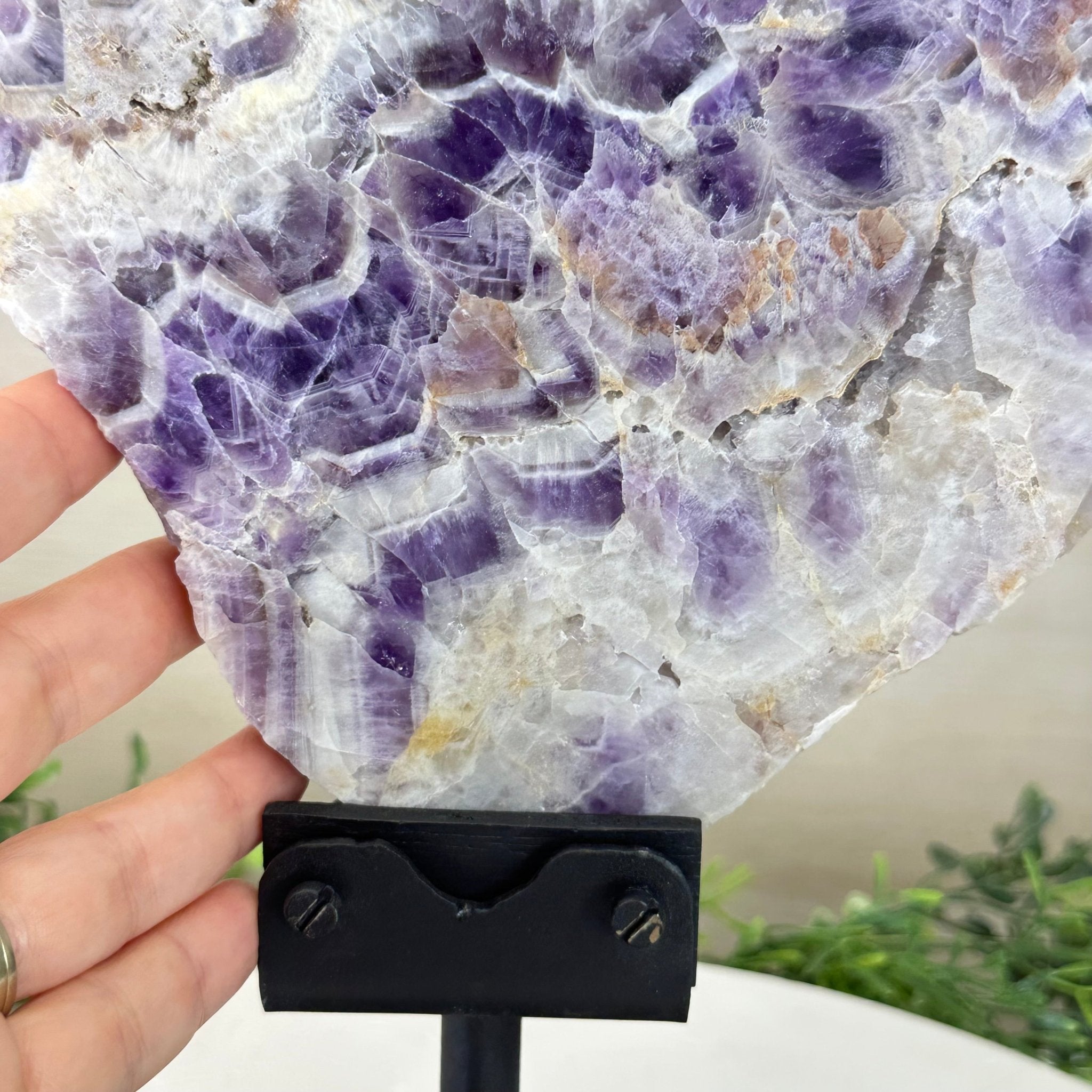 Chevron Amethyst Crystal Slice on a Stand, 4.2 lbs & 12.7" Tall #5621AC - 005 - Brazil GemsBrazil GemsChevron Amethyst Crystal Slice on a Stand, 4.2 lbs & 12.7" Tall #5621AC - 005Slices on Fixed Bases5621AC - 005