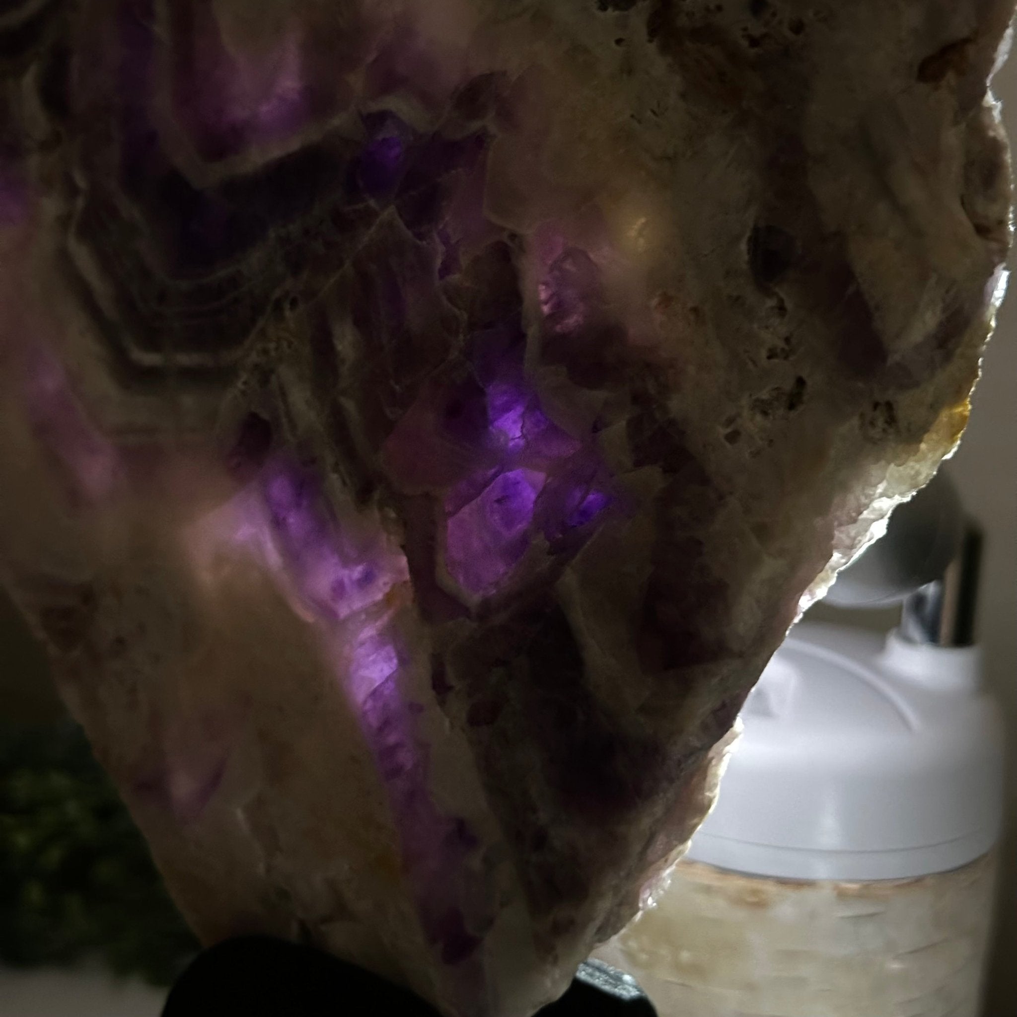 Chevron Amethyst Crystal Slice on a Stand, 4.2 lbs & 12.7" Tall #5621AC - 005 - Brazil GemsBrazil GemsChevron Amethyst Crystal Slice on a Stand, 4.2 lbs & 12.7" Tall #5621AC - 005Slices on Fixed Bases5621AC - 005