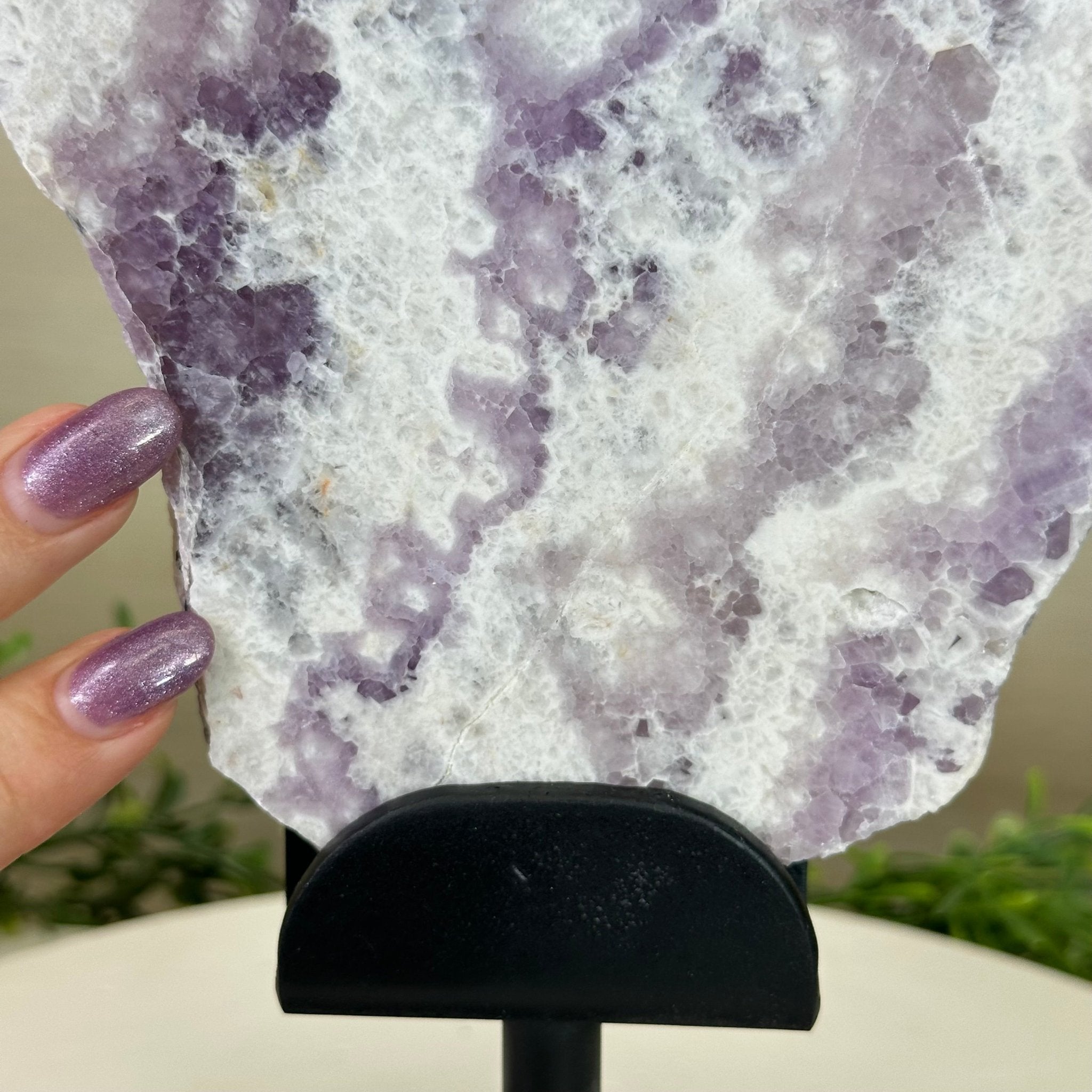 Chevron Amethyst Crystal Slice on a Stand, 4.3 lbs & 12.6" Tall #5621AC - 006 - Brazil GemsBrazil GemsChevron Amethyst Crystal Slice on a Stand, 4.3 lbs & 12.6" Tall #5621AC - 006Slices on Fixed Bases5621AC - 006