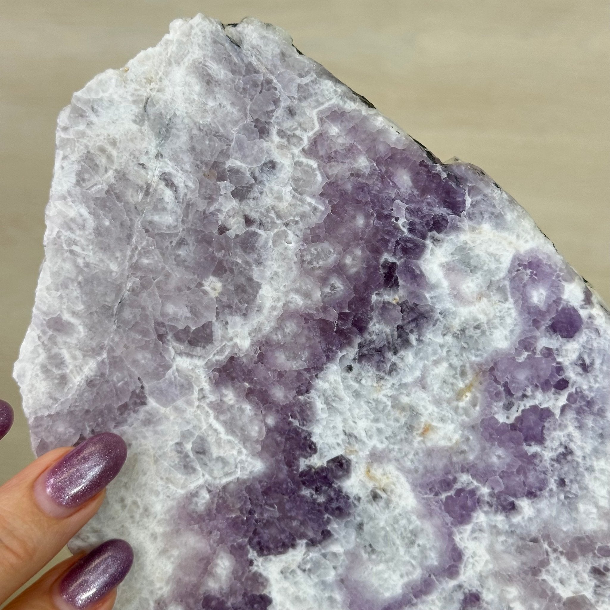 Chevron Amethyst Crystal Slice on a Stand, 4.3 lbs & 12.6" Tall #5621AC - 006 - Brazil GemsBrazil GemsChevron Amethyst Crystal Slice on a Stand, 4.3 lbs & 12.6" Tall #5621AC - 006Slices on Fixed Bases5621AC - 006