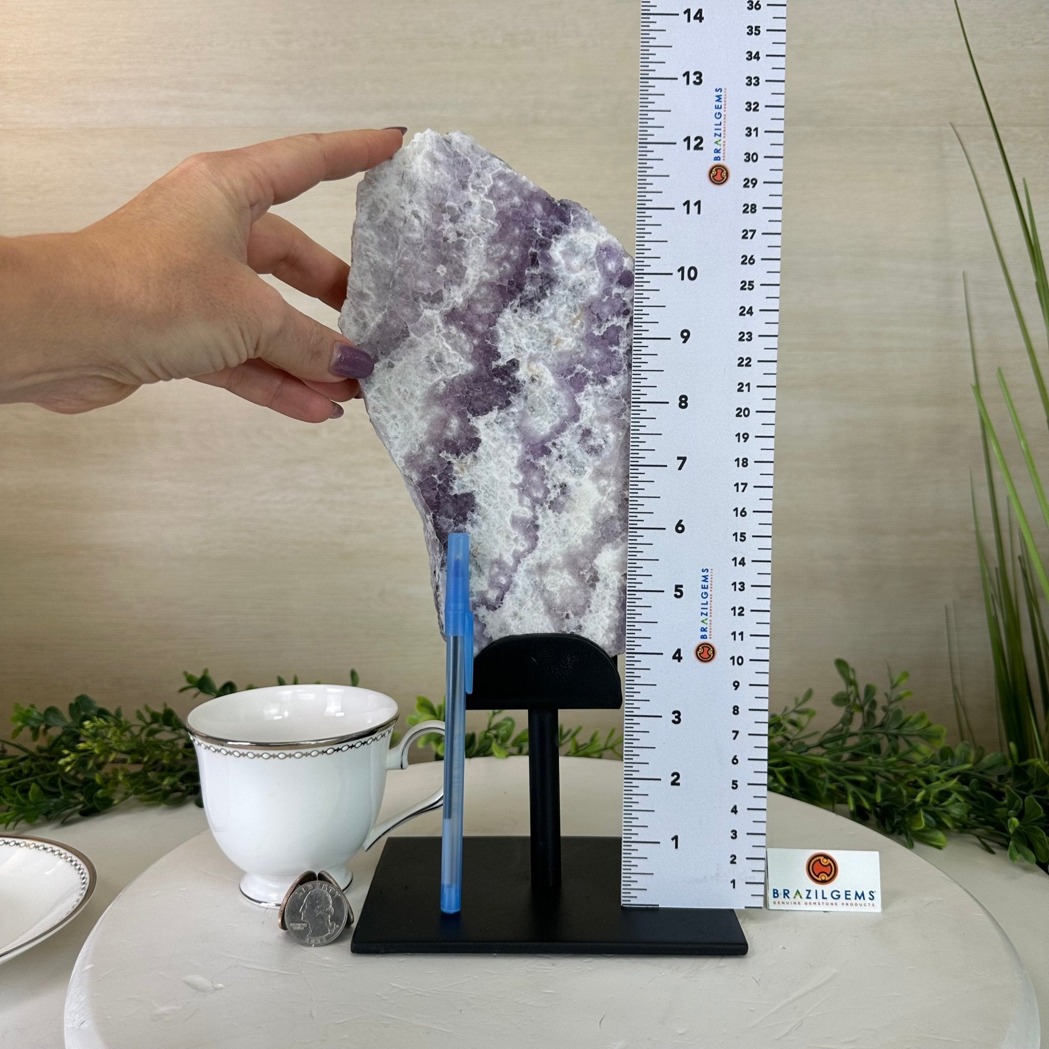 Chevron Amethyst Crystal Slice on a Stand, 4.3 lbs & 12.6" Tall #5621AC - 006 - Brazil GemsBrazil GemsChevron Amethyst Crystal Slice on a Stand, 4.3 lbs & 12.6" Tall #5621AC - 006Slices on Fixed Bases5621AC - 006