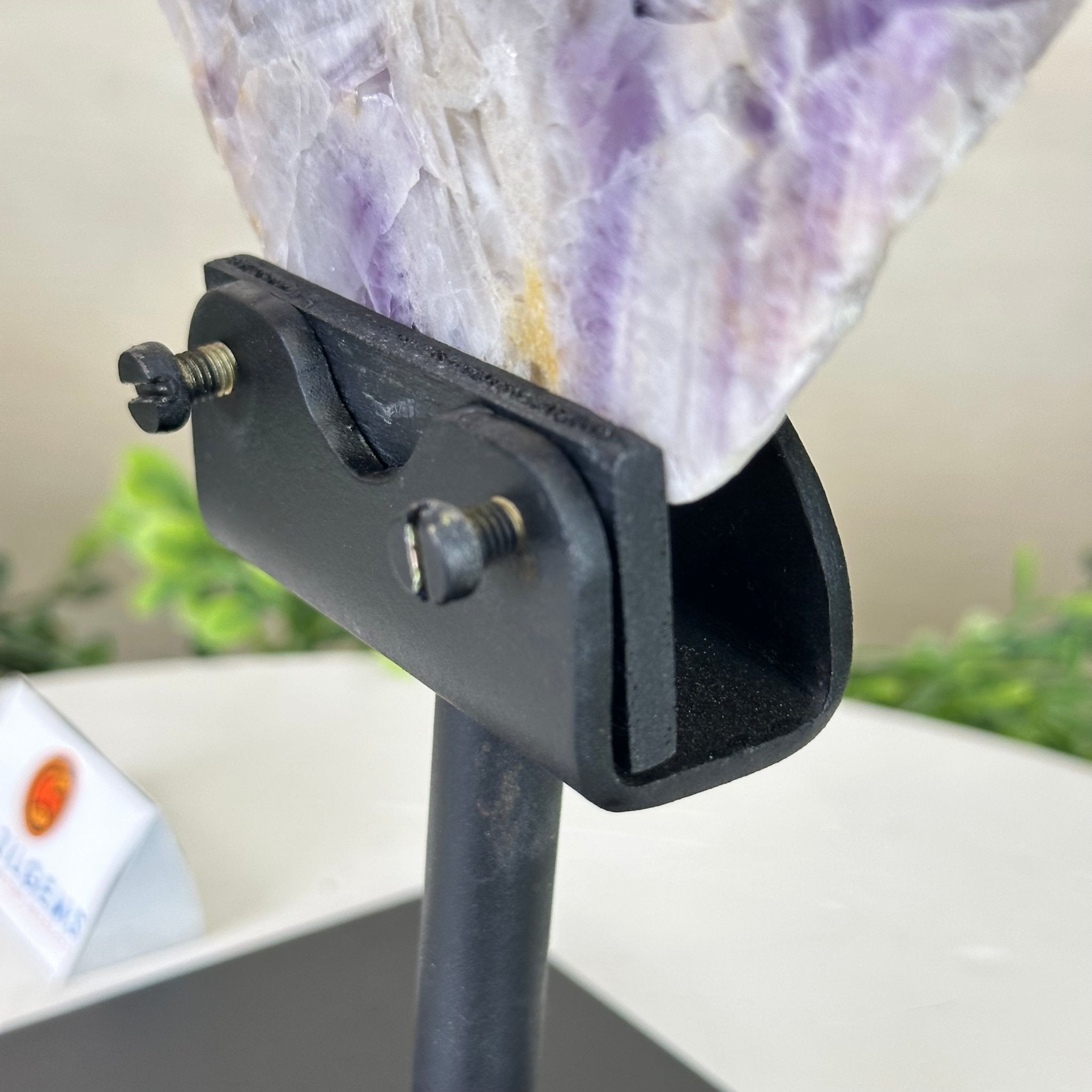 Chevron Amethyst Crystal Slice on a Stand, 4.3 lbs & 12.7" Tall #5621AC - 008 - Brazil GemsBrazil GemsChevron Amethyst Crystal Slice on a Stand, 4.3 lbs & 12.7" Tall #5621AC - 008Slices on Fixed Bases5621AC - 008