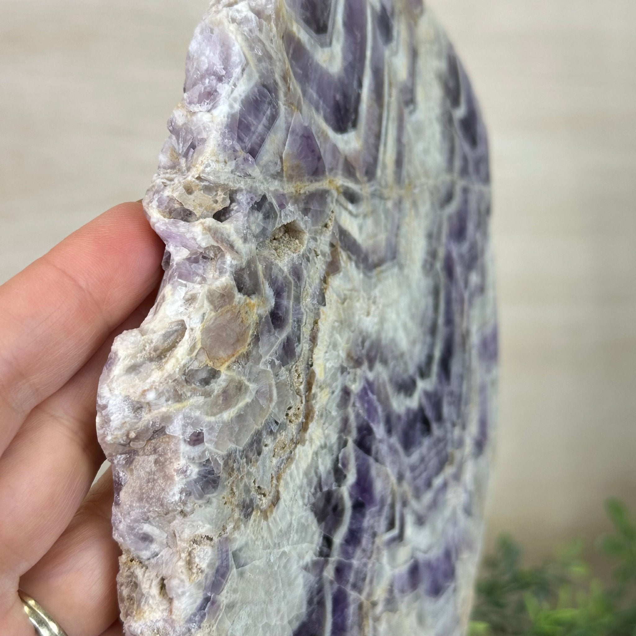 Chevron Amethyst Crystal Slice on a Stand, 4.3 lbs & 12.7" Tall #5621AC - 008 - Brazil GemsBrazil GemsChevron Amethyst Crystal Slice on a Stand, 4.3 lbs & 12.7" Tall #5621AC - 008Slices on Fixed Bases5621AC - 008