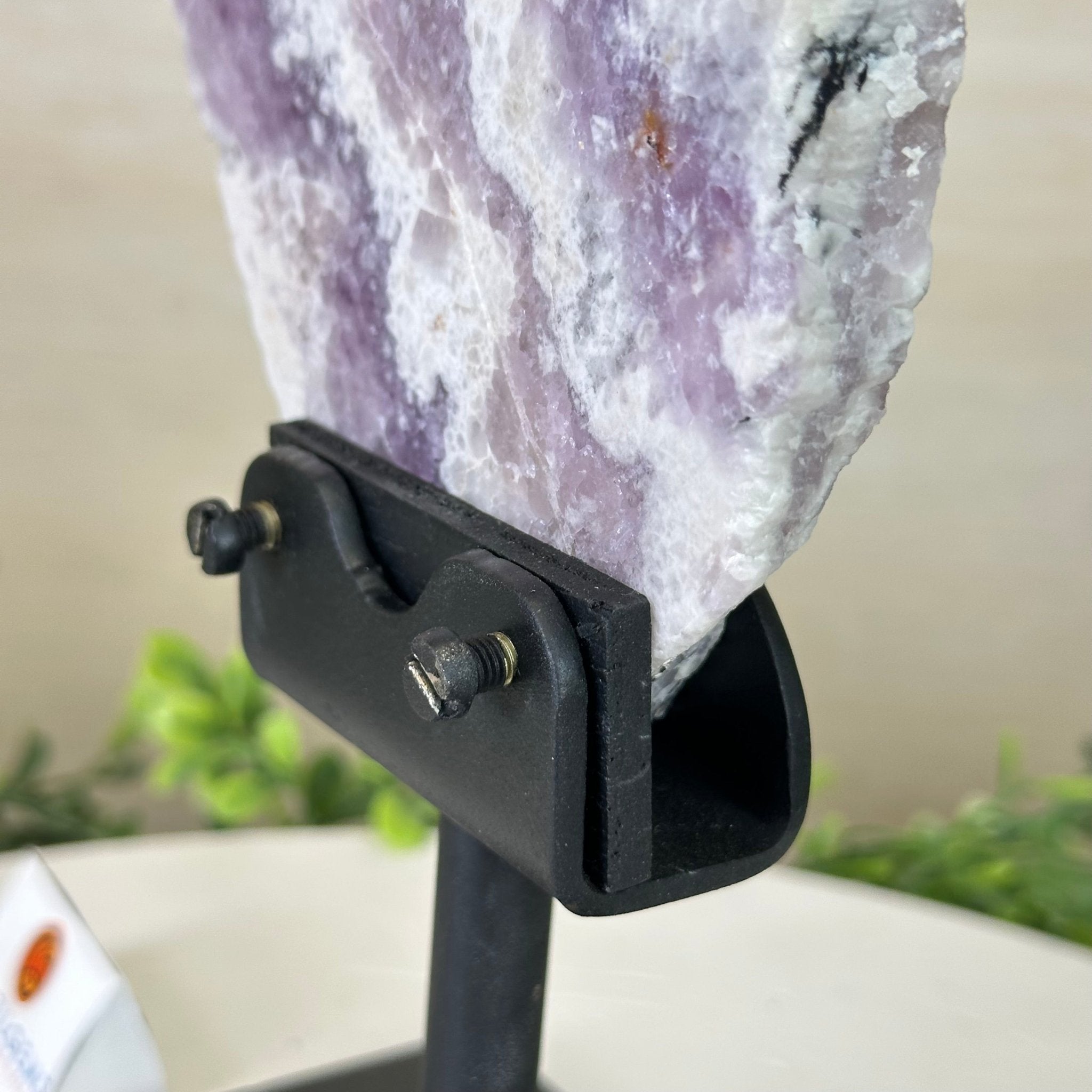 Chevron Amethyst Crystal Slice on a Stand, 4.3 lbs & 12.8" Tall #5621AC - 007 - Brazil GemsBrazil GemsChevron Amethyst Crystal Slice on a Stand, 4.3 lbs & 12.8" Tall #5621AC - 007Slices on Fixed Bases5621AC - 007