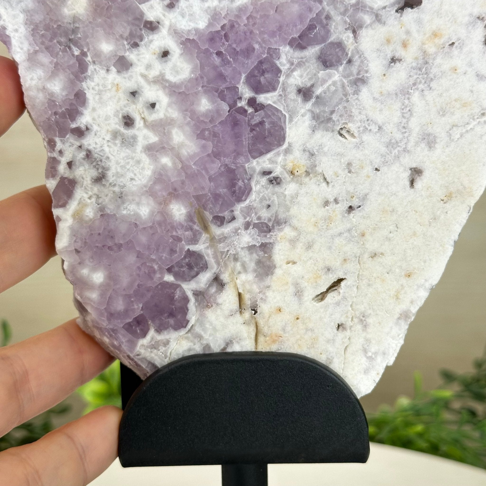 Chevron Amethyst Crystal Slice on a Stand, 4.3 lbs & 12.8" Tall #5621AC - 007 - Brazil GemsBrazil GemsChevron Amethyst Crystal Slice on a Stand, 4.3 lbs & 12.8" Tall #5621AC - 007Slices on Fixed Bases5621AC - 007