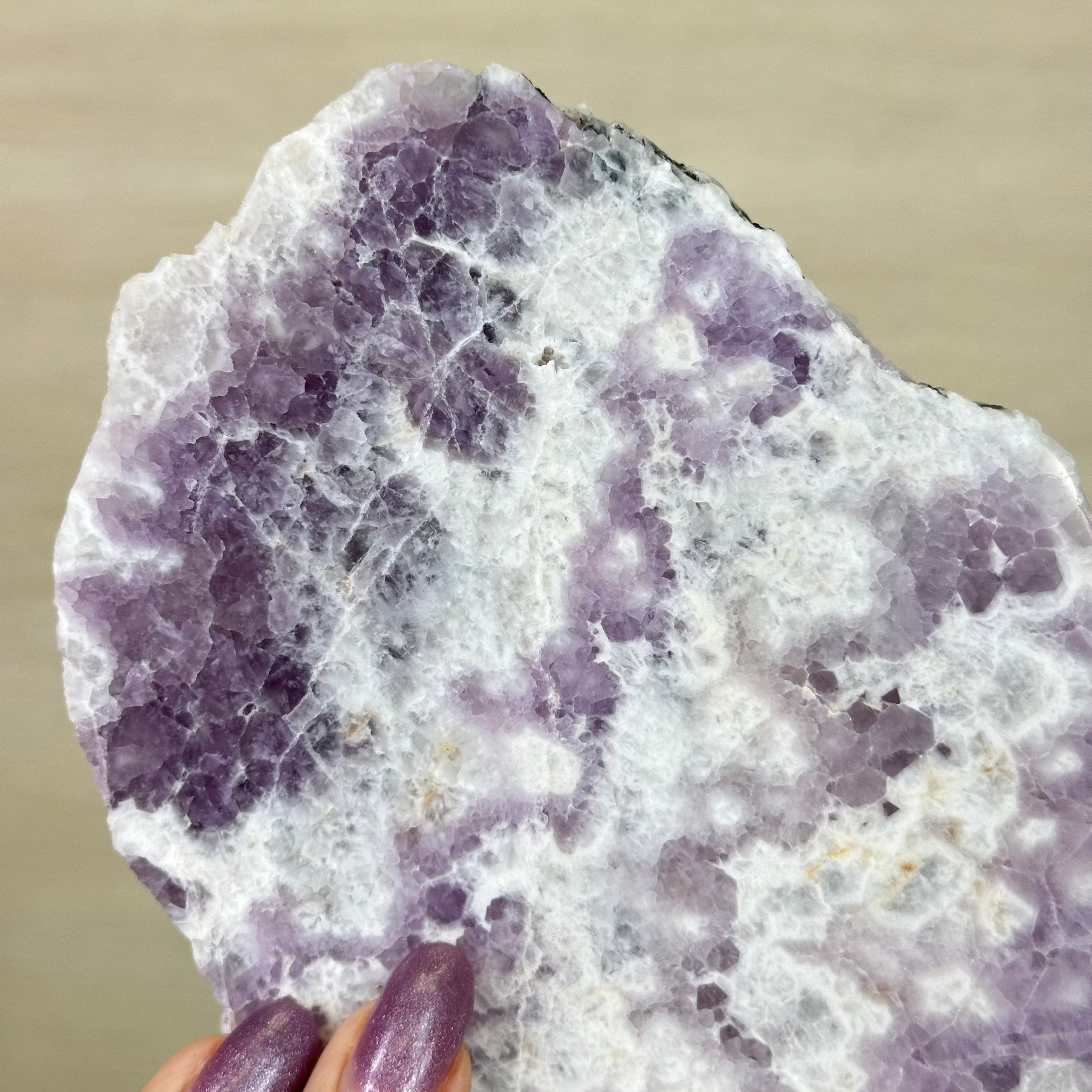 Chevron Amethyst Crystal Slice on a Stand, 4.3 lbs & 12.8" Tall #5621AC - 007 - Brazil GemsBrazil GemsChevron Amethyst Crystal Slice on a Stand, 4.3 lbs & 12.8" Tall #5621AC - 007Slices on Fixed Bases5621AC - 007