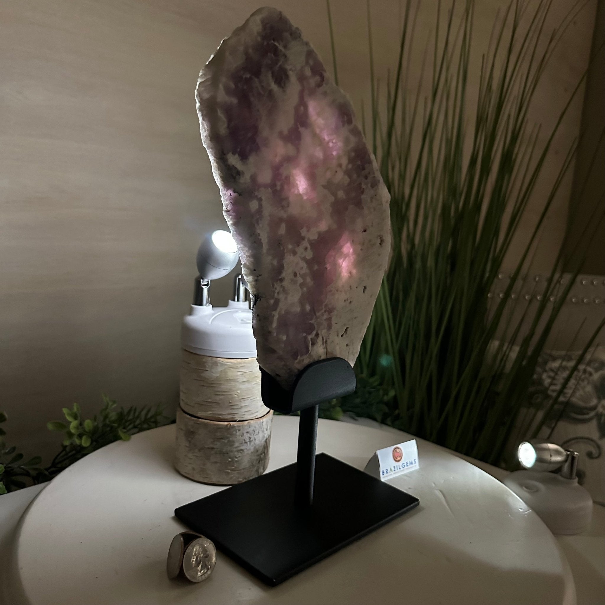 Chevron Amethyst Crystal Slice on a Stand, 4.3 lbs & 12.8" Tall #5621AC - 007 - Brazil GemsBrazil GemsChevron Amethyst Crystal Slice on a Stand, 4.3 lbs & 12.8" Tall #5621AC - 007Slices on Fixed Bases5621AC - 007