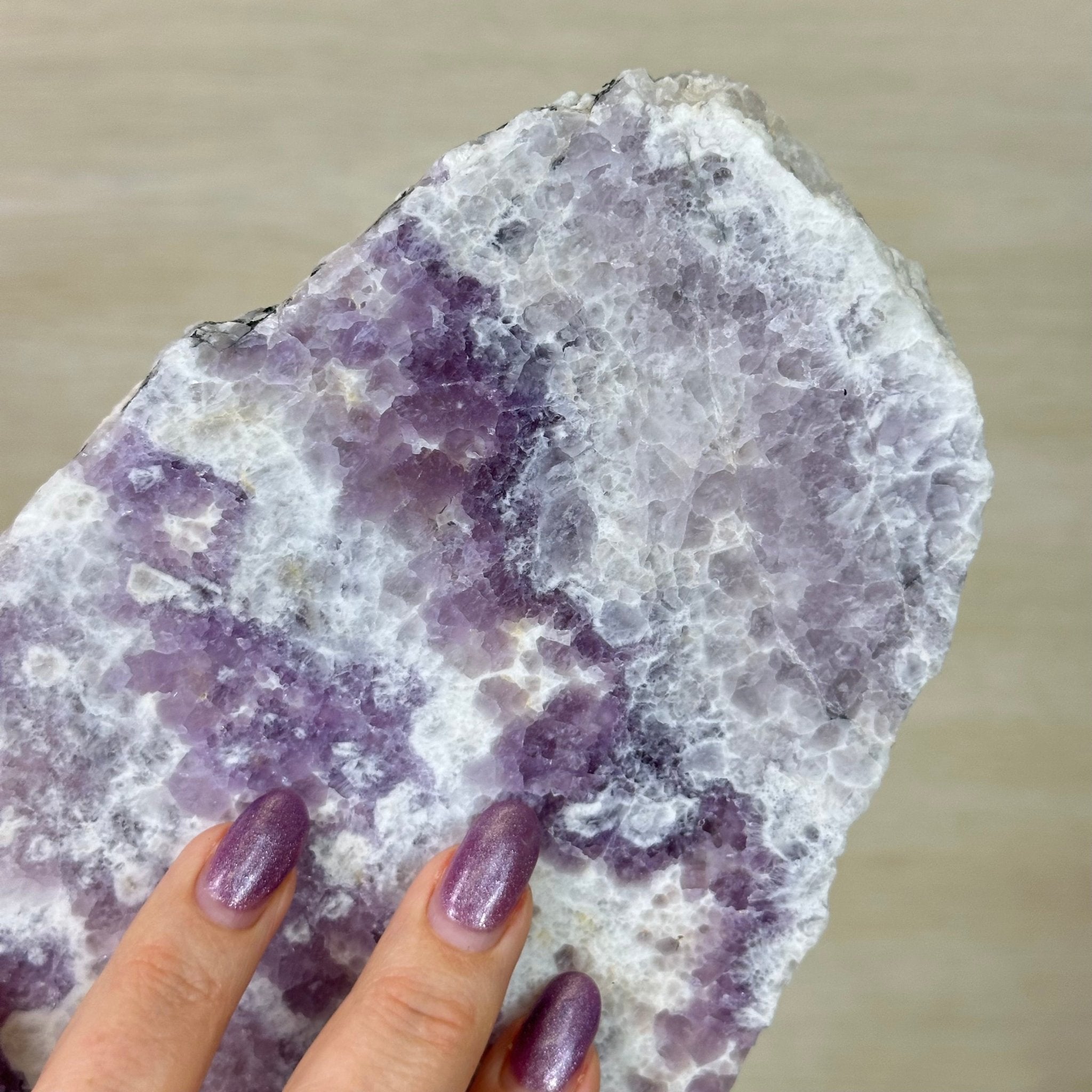 Chevron Amethyst Crystal Slice on a Stand, 4.3 lbs & 12.8" Tall #5621AC - 007 - Brazil GemsBrazil GemsChevron Amethyst Crystal Slice on a Stand, 4.3 lbs & 12.8" Tall #5621AC - 007Slices on Fixed Bases5621AC - 007