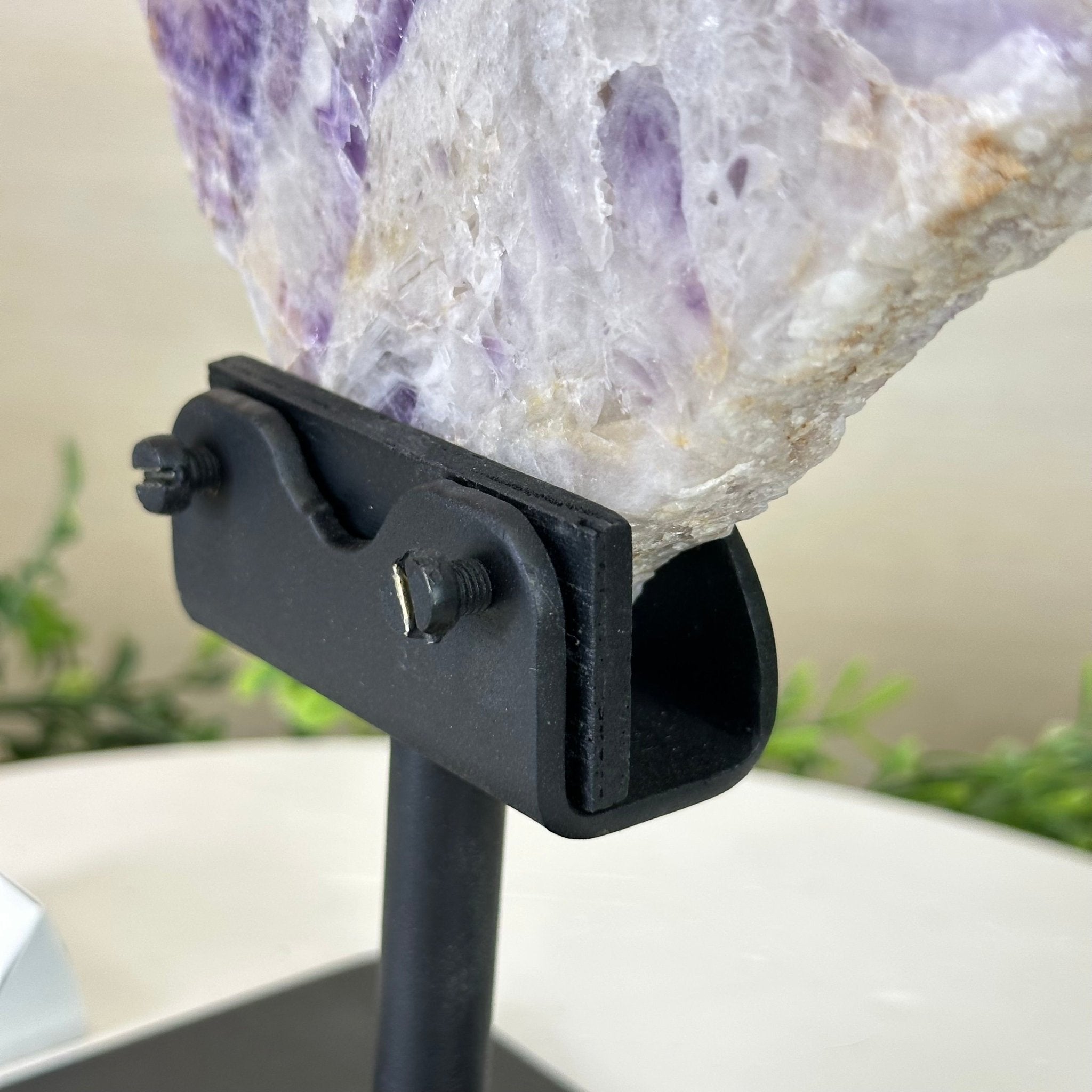 Chevron Amethyst Crystal Slice on a Stand, 4.3 lbs & 13.1" Tall #5621AC - 009 - Brazil GemsBrazil GemsChevron Amethyst Crystal Slice on a Stand, 4.3 lbs & 13.1" Tall #5621AC - 009Slices on Fixed Bases5621AC - 009