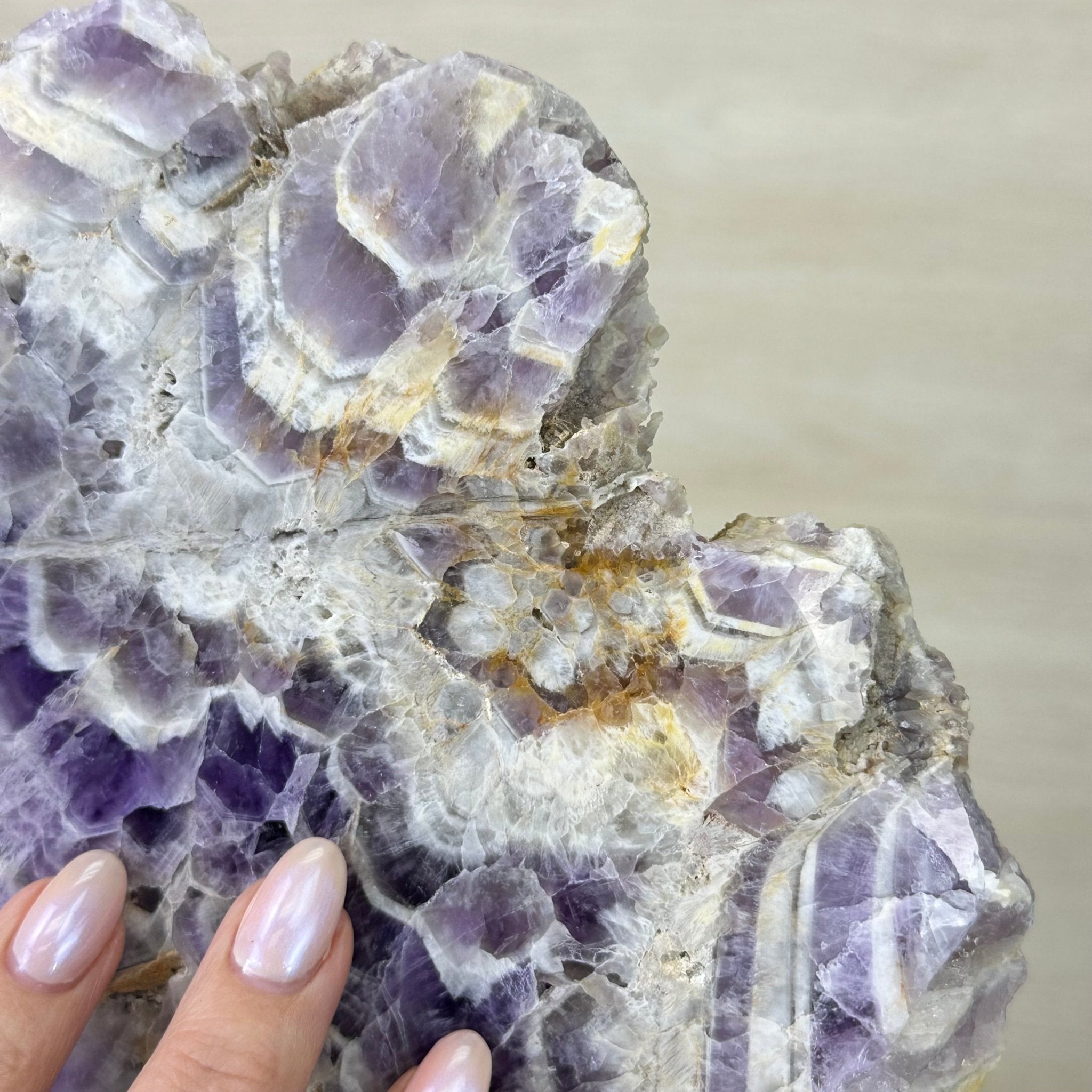 Chevron Amethyst Crystal Slice on a Stand, 4.3 lbs & 13.1" Tall #5621AC - 009 - Brazil GemsBrazil GemsChevron Amethyst Crystal Slice on a Stand, 4.3 lbs & 13.1" Tall #5621AC - 009Slices on Fixed Bases5621AC - 009