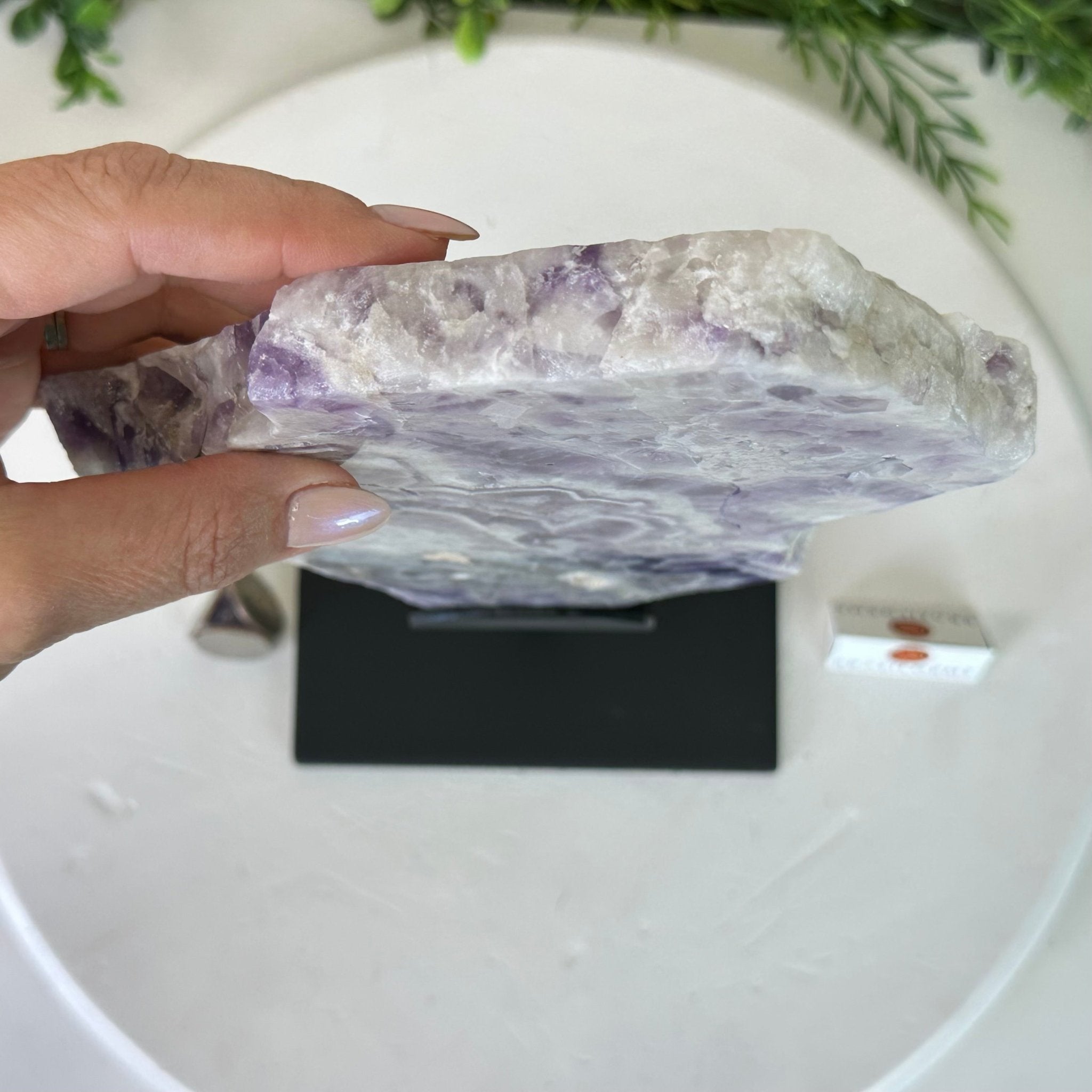 Chevron Amethyst Crystal Slice on a Stand, 4.3 lbs & 13.1" Tall #5621AC - 010 - Brazil GemsBrazil GemsChevron Amethyst Crystal Slice on a Stand, 4.3 lbs & 13.1" Tall #5621AC - 010Slices on Fixed Bases5621AC - 010