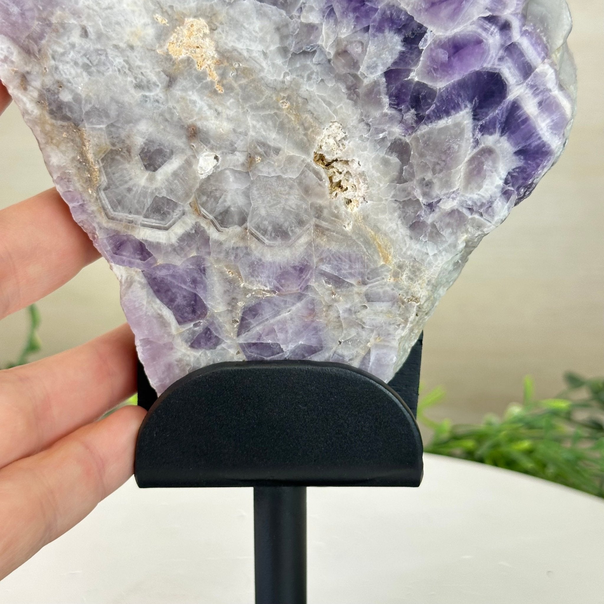 Chevron Amethyst Crystal Slice on a Stand, 4.3 lbs & 13.1" Tall #5621AC - 010 - Brazil GemsBrazil GemsChevron Amethyst Crystal Slice on a Stand, 4.3 lbs & 13.1" Tall #5621AC - 010Slices on Fixed Bases5621AC - 010