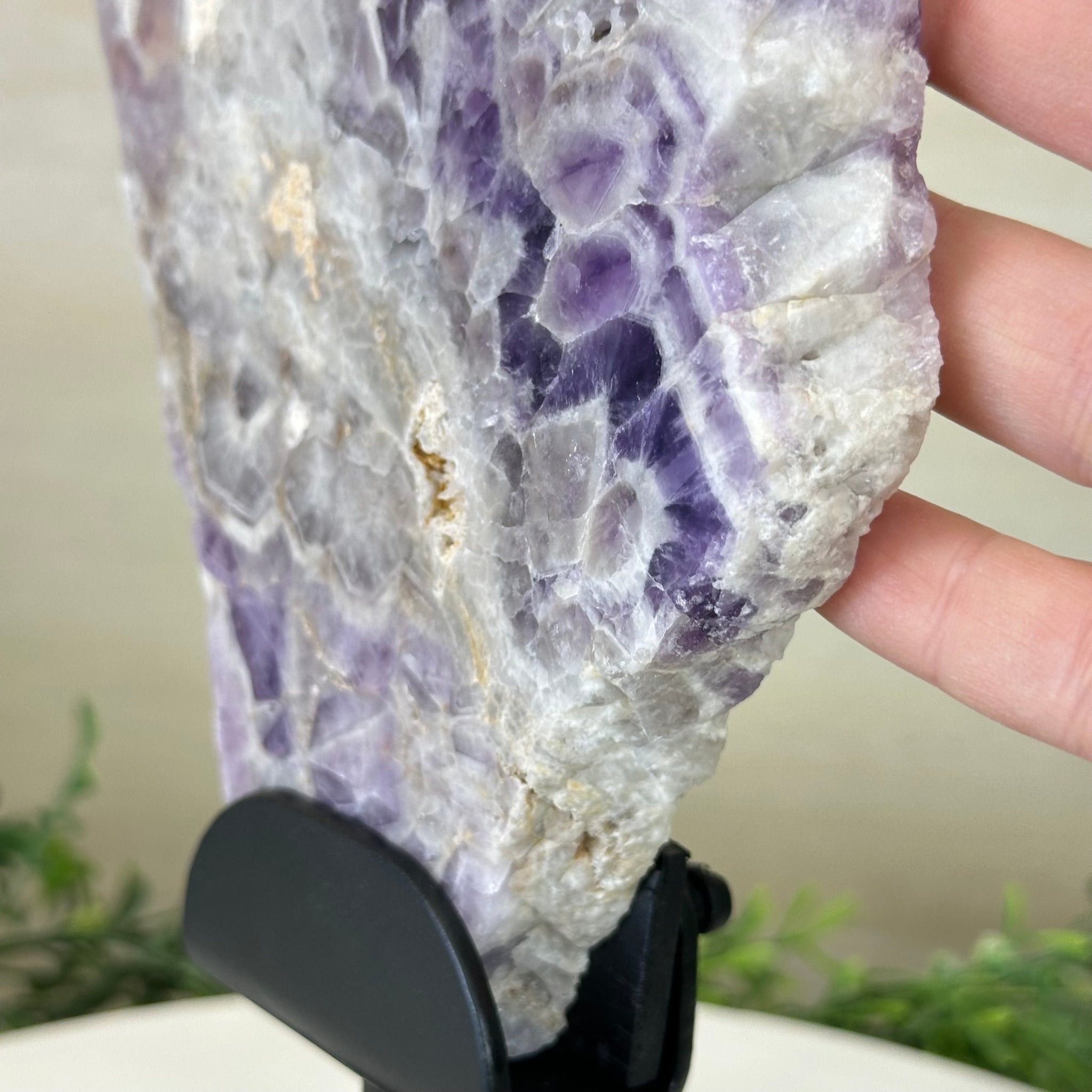 Chevron Amethyst Crystal Slice on a Stand, 4.3 lbs & 13.1" Tall #5621AC - 010 - Brazil GemsBrazil GemsChevron Amethyst Crystal Slice on a Stand, 4.3 lbs & 13.1" Tall #5621AC - 010Slices on Fixed Bases5621AC - 010