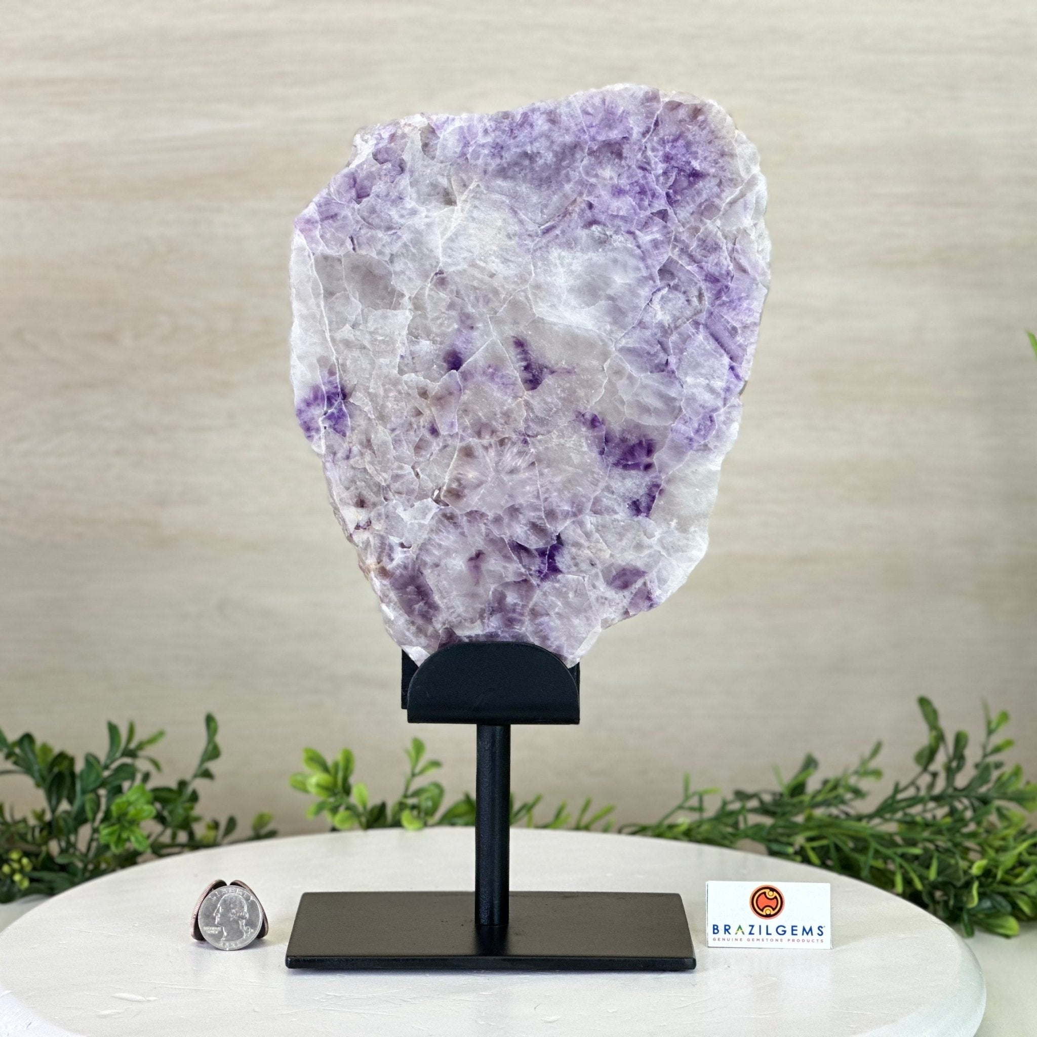 Chevron Amethyst Crystal Slice on a Stand, 4.6 lbs & 12.7" Tall #5621AC - 011 - Brazil GemsBrazil GemsChevron Amethyst Crystal Slice on a Stand, 4.6 lbs & 12.7" Tall #5621AC - 011Slices on Fixed Bases5621AC - 011