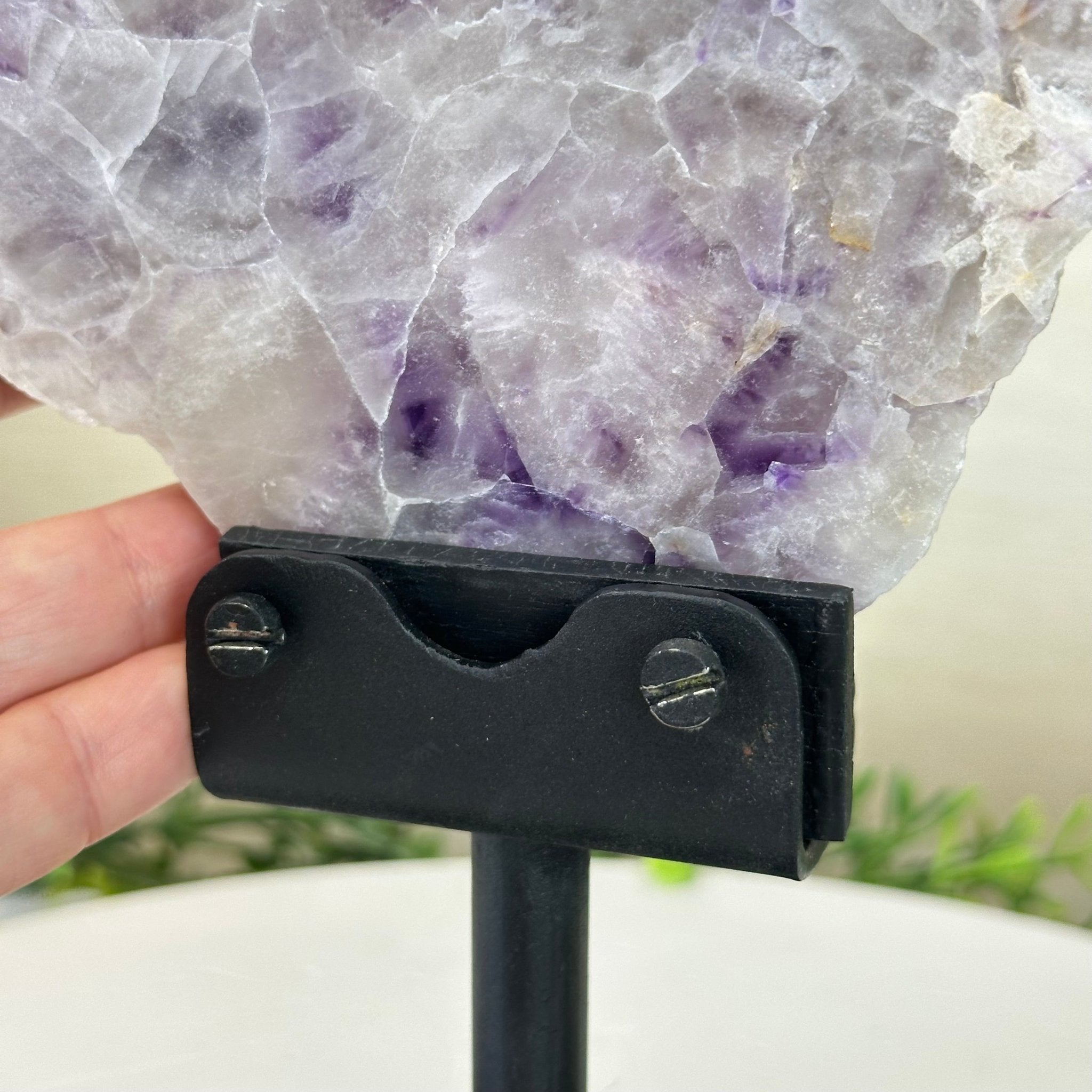 Chevron Amethyst Crystal Slice on a Stand, 4.6 lbs & 12.7" Tall #5621AC - 011 - Brazil GemsBrazil GemsChevron Amethyst Crystal Slice on a Stand, 4.6 lbs & 12.7" Tall #5621AC - 011Slices on Fixed Bases5621AC - 011