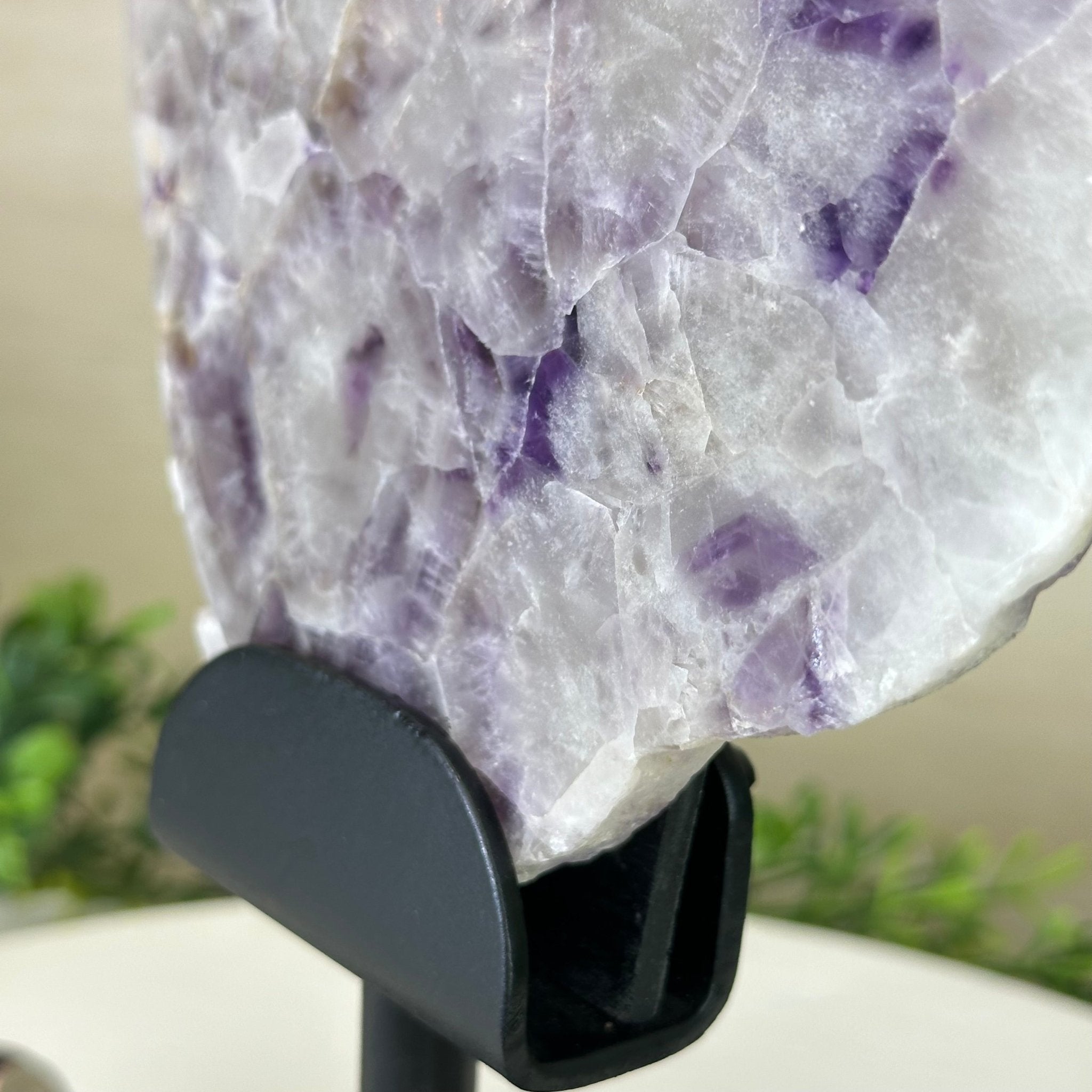 Chevron Amethyst Crystal Slice on a Stand, 4.6 lbs & 12.7" Tall #5621AC - 011 - Brazil GemsBrazil GemsChevron Amethyst Crystal Slice on a Stand, 4.6 lbs & 12.7" Tall #5621AC - 011Slices on Fixed Bases5621AC - 011