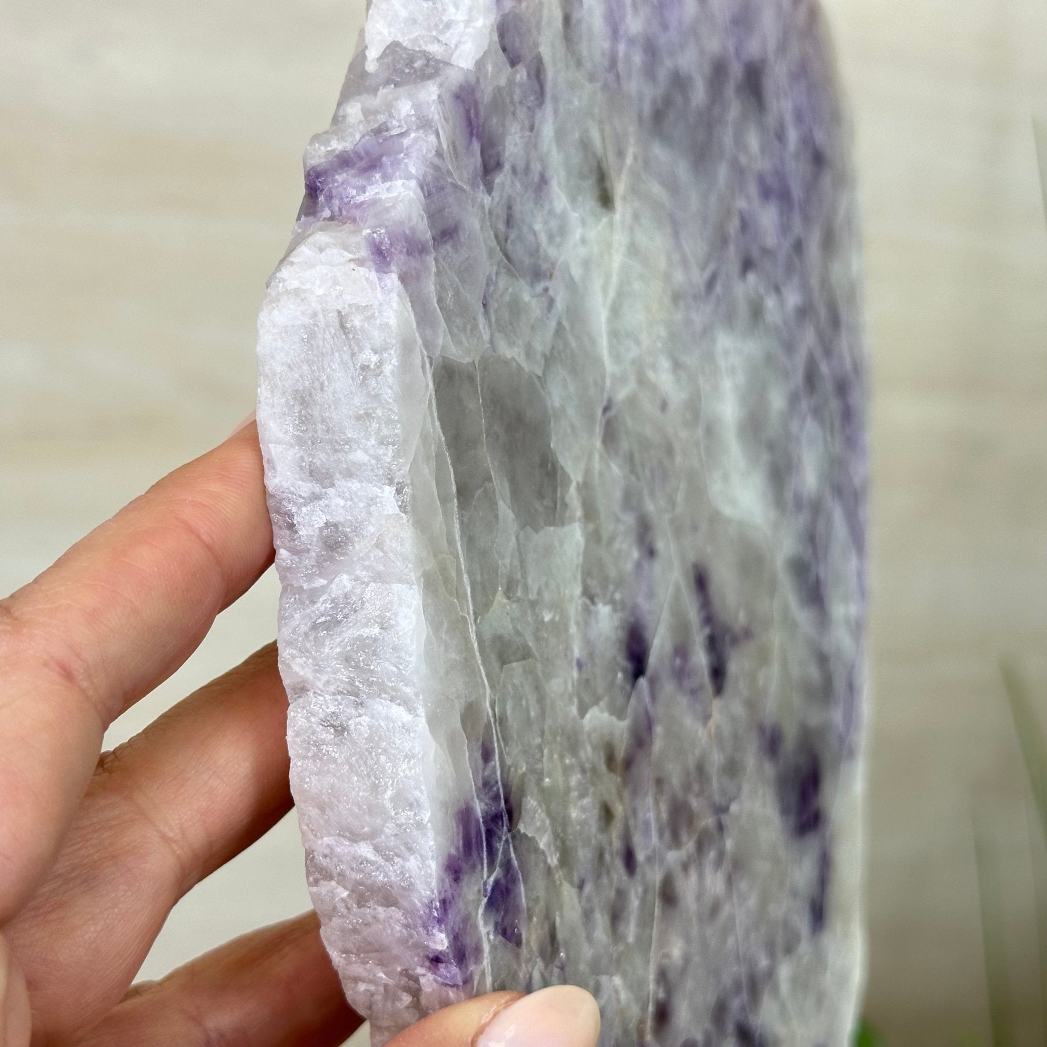 Chevron Amethyst Crystal Slice on a Stand, 4.6 lbs & 12.7" Tall #5621AC - 011 - Brazil GemsBrazil GemsChevron Amethyst Crystal Slice on a Stand, 4.6 lbs & 12.7" Tall #5621AC - 011Slices on Fixed Bases5621AC - 011