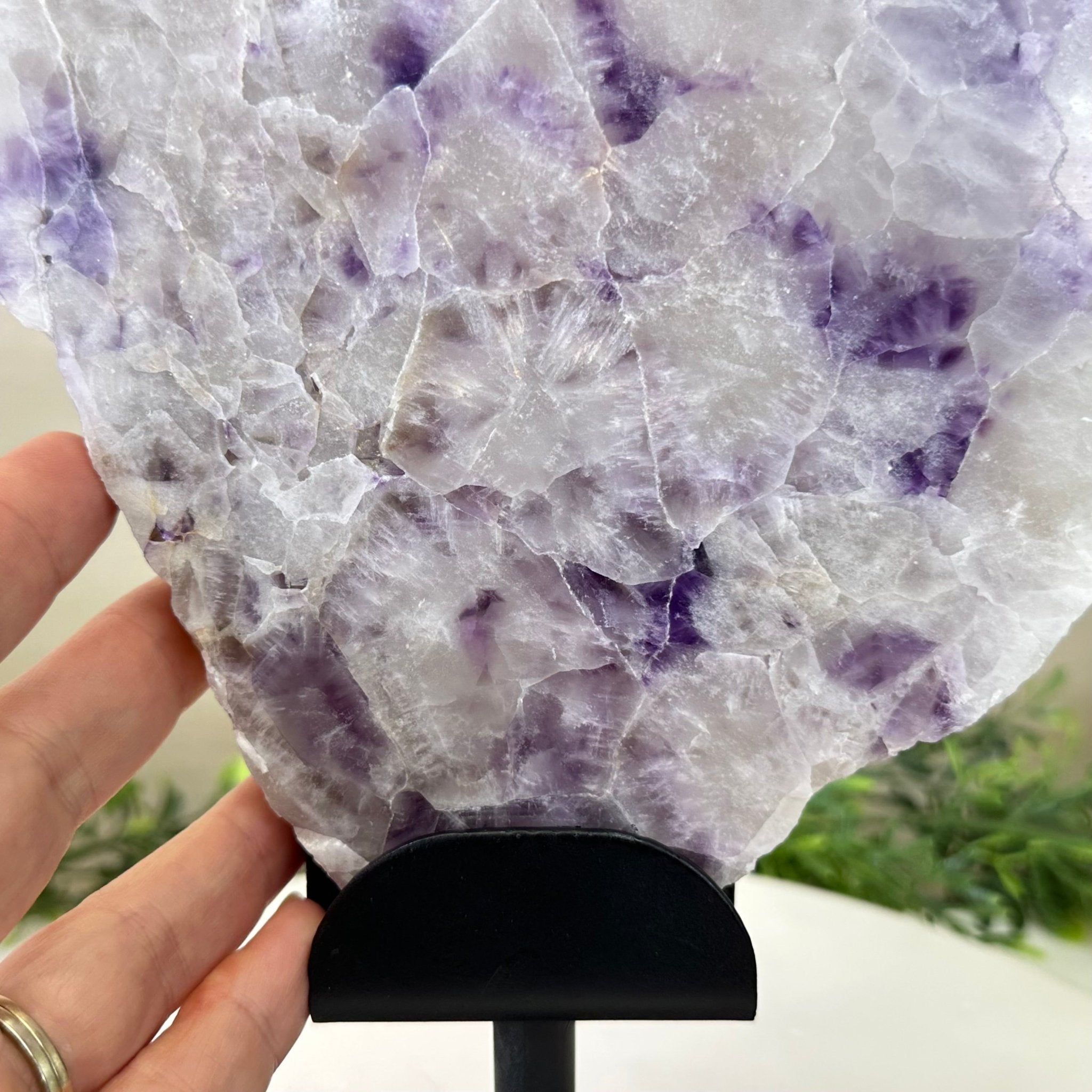 Chevron Amethyst Crystal Slice on a Stand, 4.6 lbs & 12.7" Tall #5621AC - 011 - Brazil GemsBrazil GemsChevron Amethyst Crystal Slice on a Stand, 4.6 lbs & 12.7" Tall #5621AC - 011Slices on Fixed Bases5621AC - 011