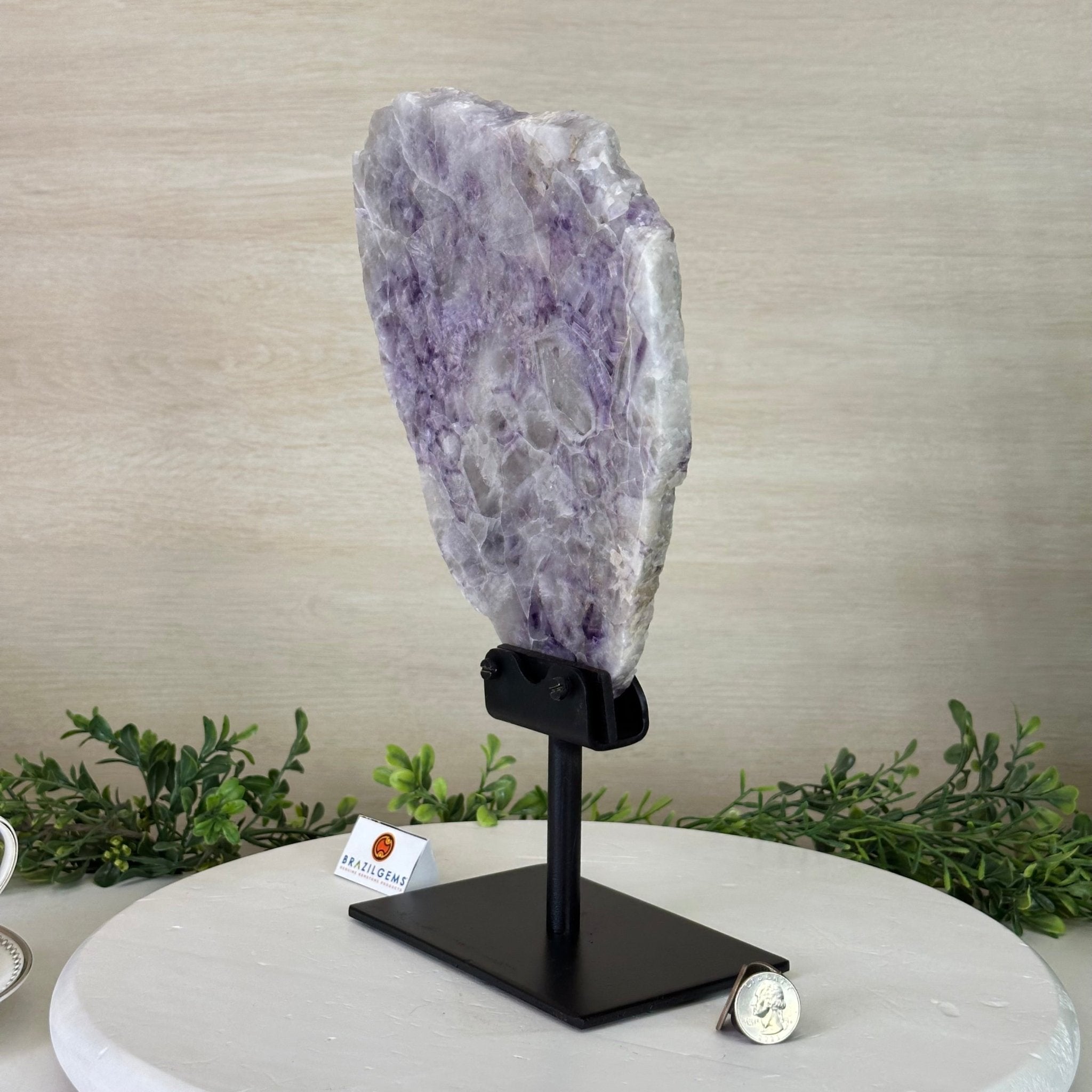 Chevron Amethyst Crystal Slice on a Stand, 4.6 lbs & 12.7" Tall #5621AC - 011 - Brazil GemsBrazil GemsChevron Amethyst Crystal Slice on a Stand, 4.6 lbs & 12.7" Tall #5621AC - 011Slices on Fixed Bases5621AC - 011