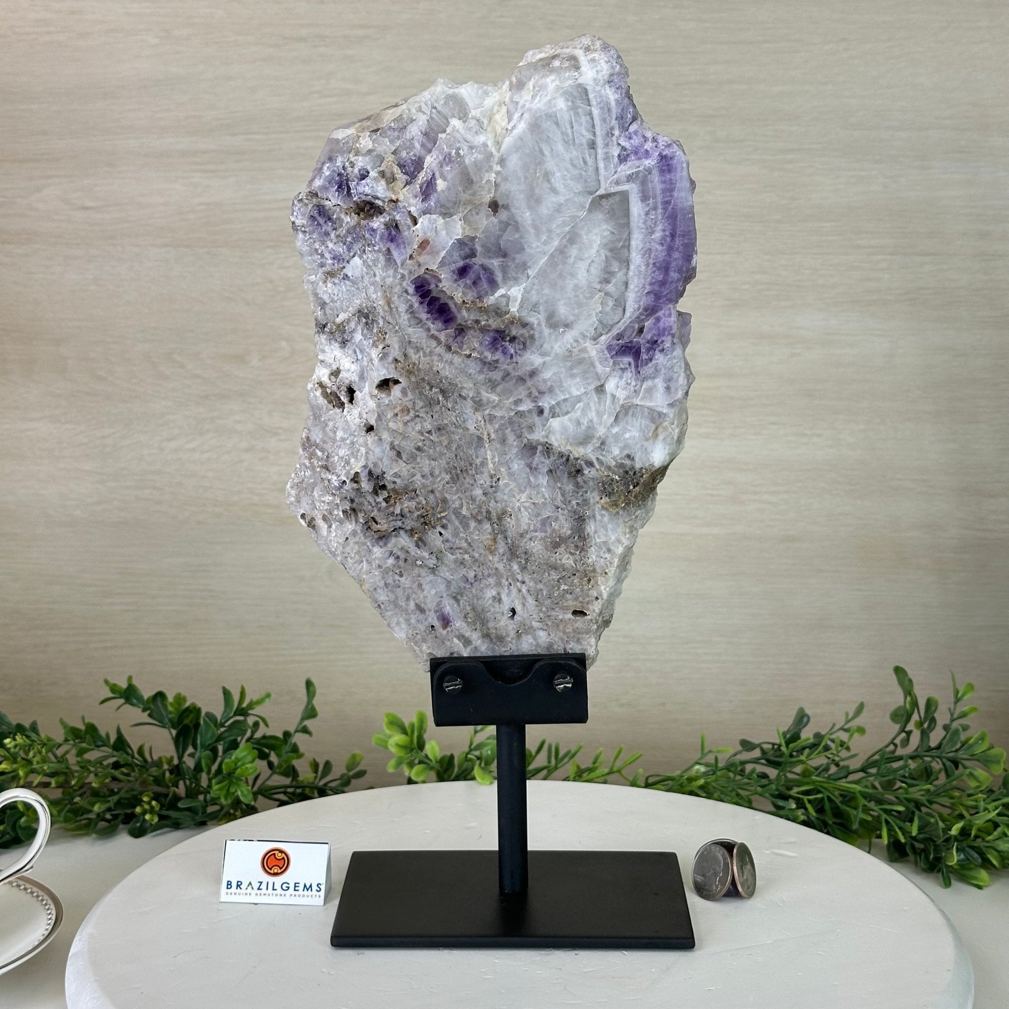 Chevron Amethyst Crystal Slice on a Stand, 4.7 lbs & 14.6" Tall #5621AC - 012 - Brazil GemsBrazil GemsChevron Amethyst Crystal Slice on a Stand, 4.7 lbs & 14.6" Tall #5621AC - 012Slices on Fixed Bases5621AC - 012